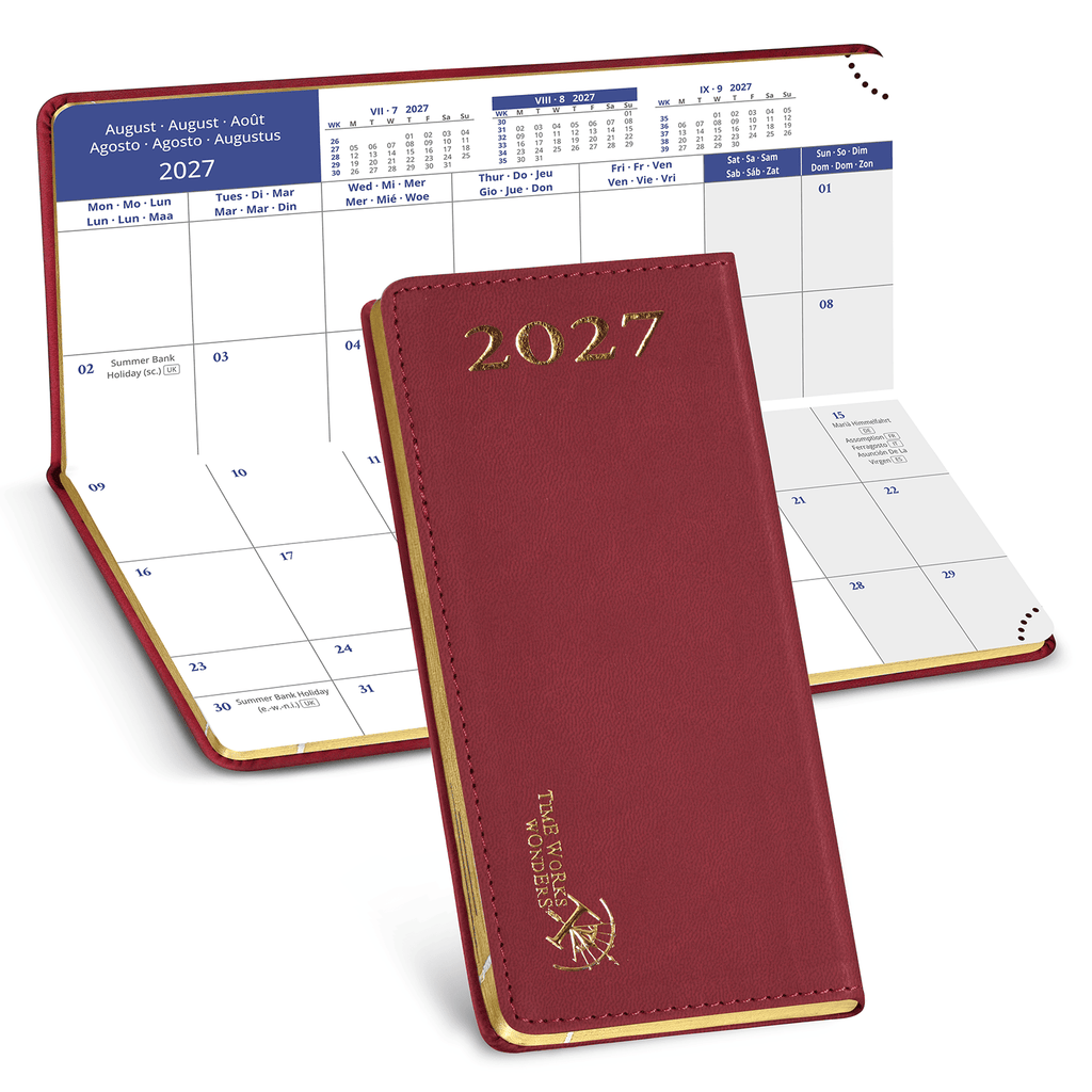 DE Pocket Mini Size 2027 Monthly Planner Premium Faux leather Neo Calendar