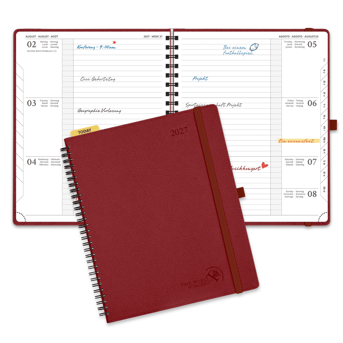 DE 25.9 cm × 21.2 cm 2027 Spiral Weekly Planner Horizontal Layout Calendar Planner