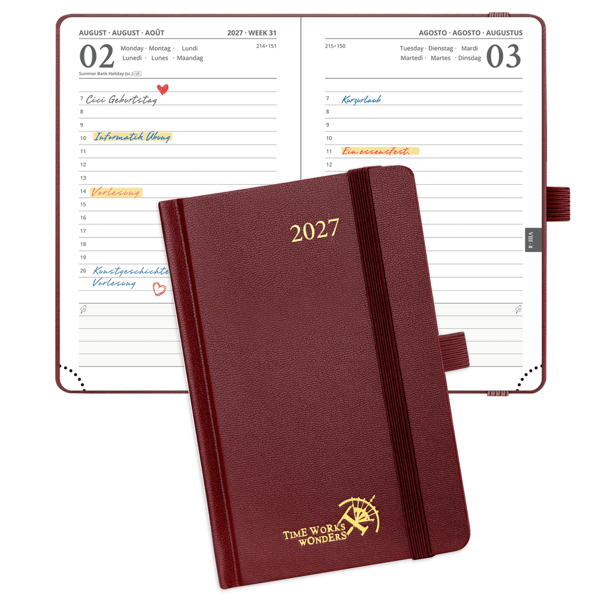 DE A6 Size 2027 Daily Planner  (January–December) Hardcover
