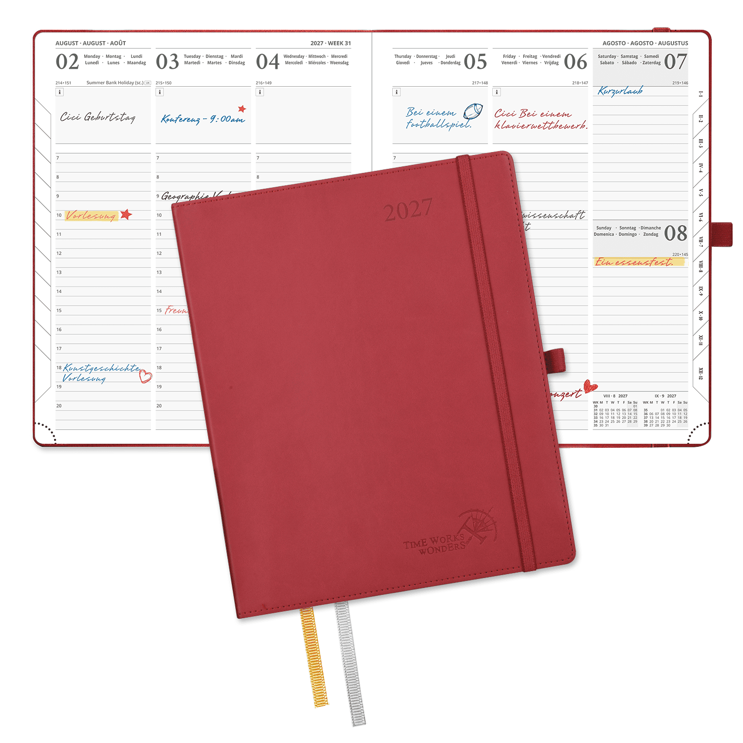 DE 25.9 cm × 21.2 cm 2027 Weekly Calendar Planner (January–December) Soft Cover