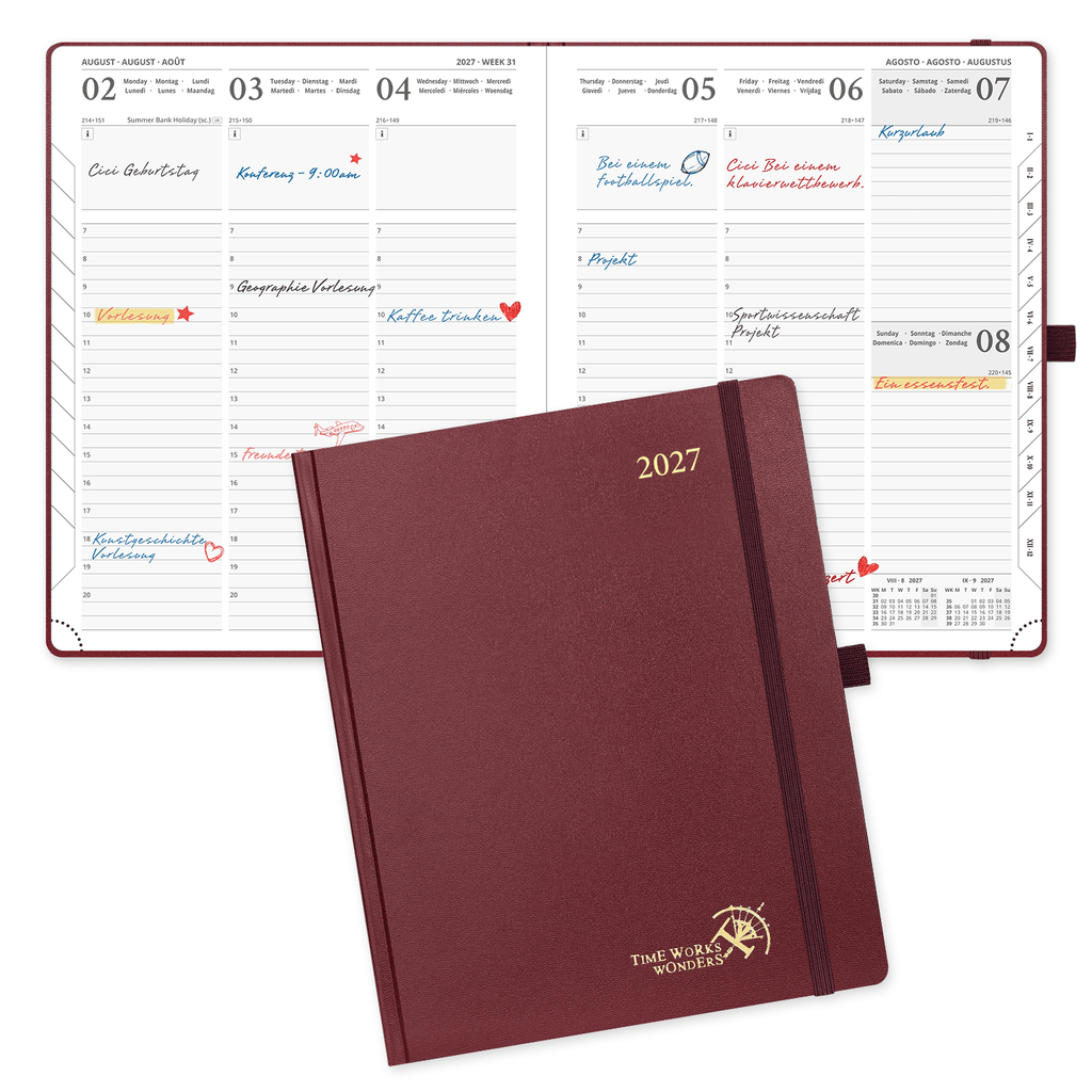 DE 25.9 cm × 21.2 cm 2027 Weekly Planner (January–December) Hardcover