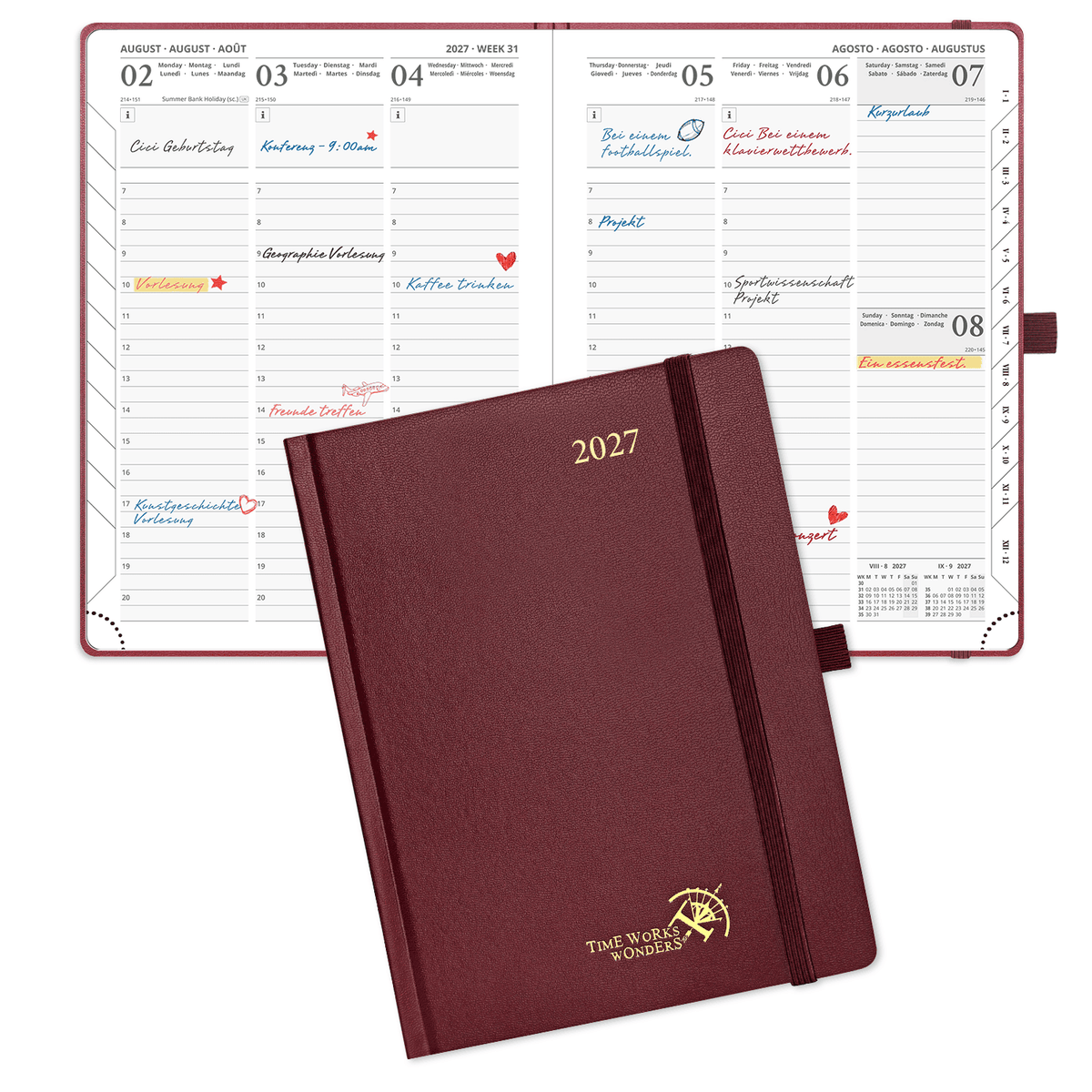 DE 21.8 cm × 16,4 cm 2027 Weekly Planner (January–December) Hardcover
