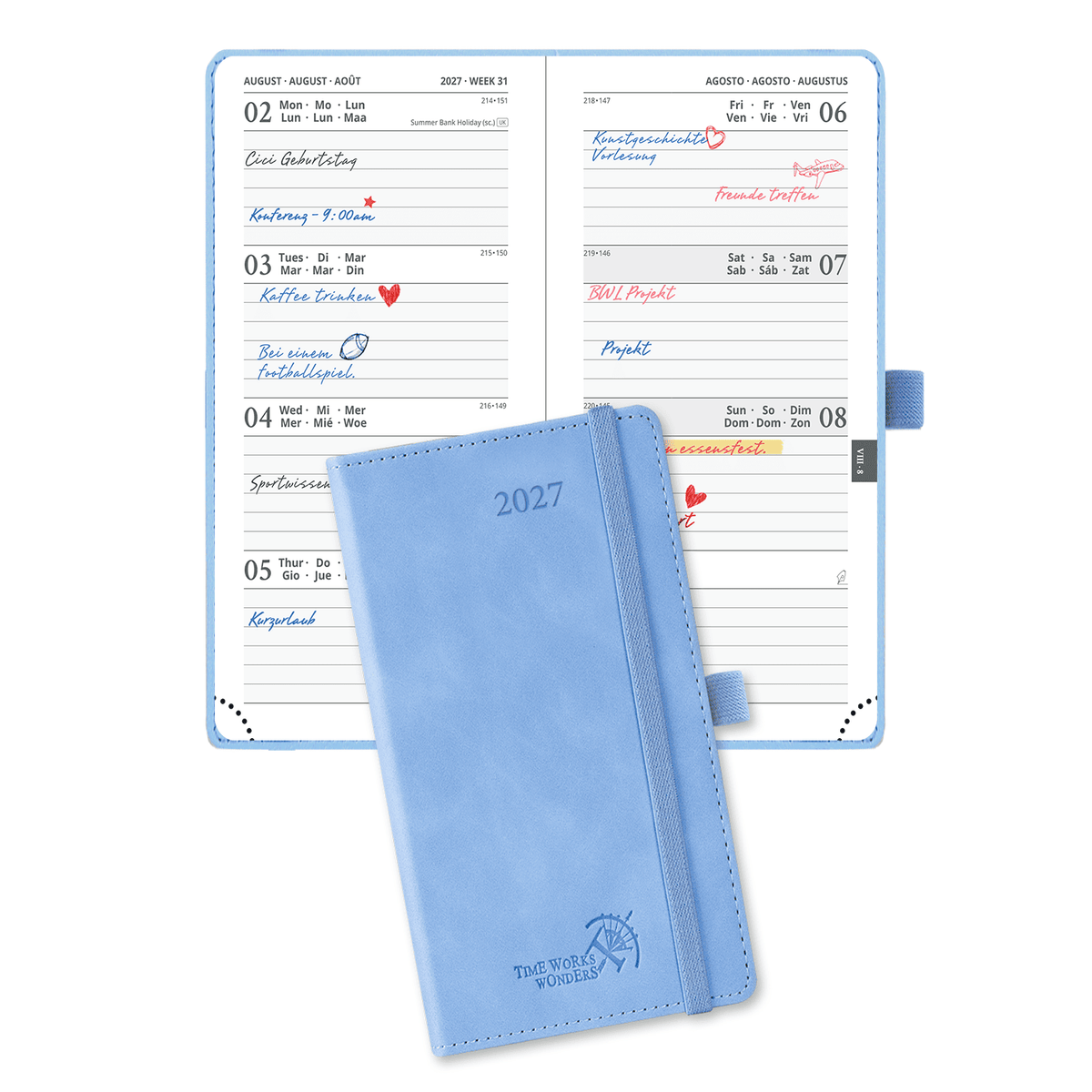 DE Pocket Size 2027 Weekly Planner 12-Month Softcover Calendar Planner
