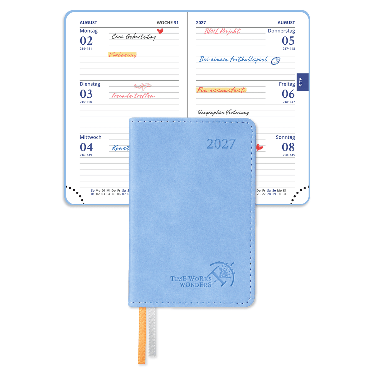 DE Mini Size 2027 Weekly Planner SoftCover Calendar Planner