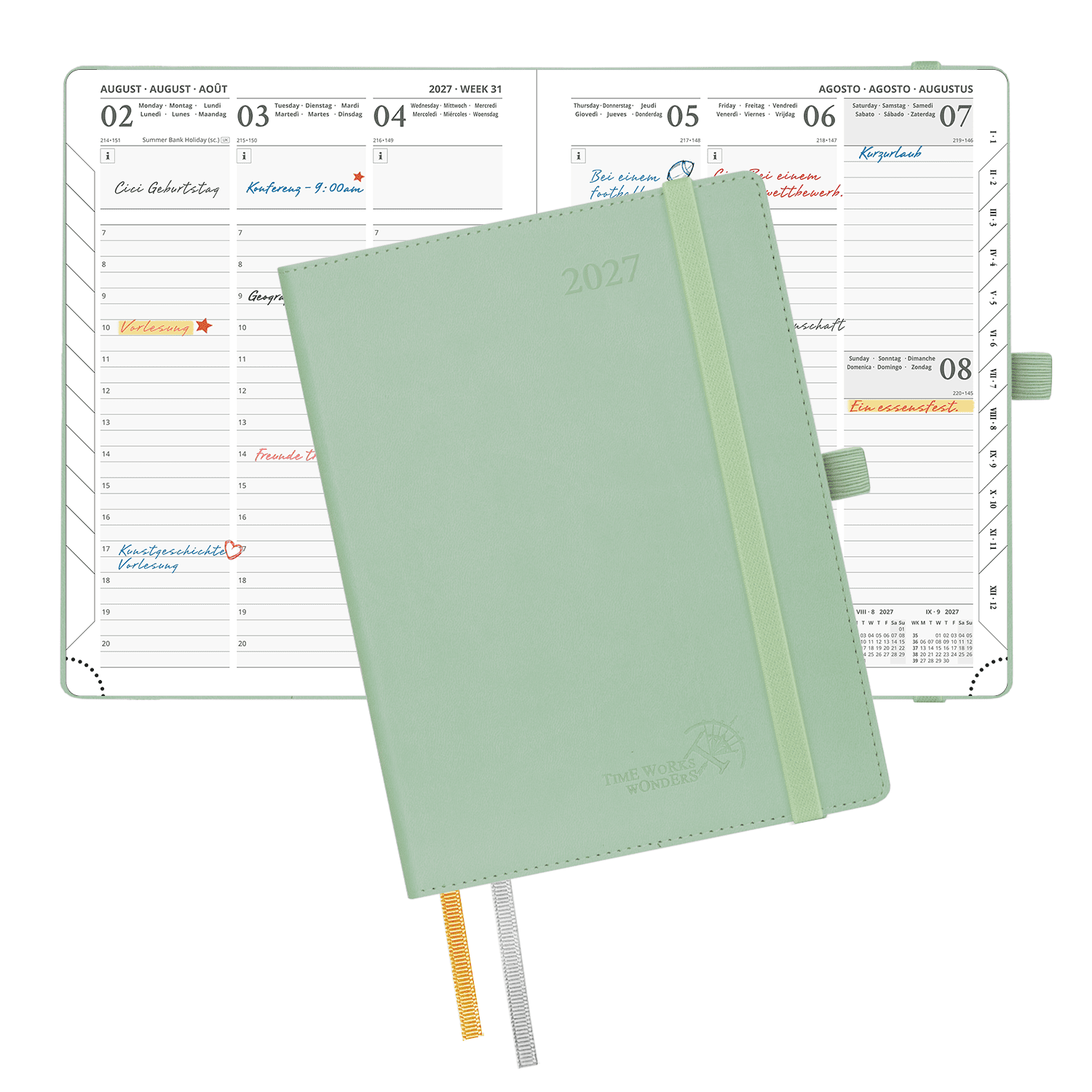 DE 21.8 cm × 16.4 cm 2027 Weekly Planner Softcover Calendar Planner