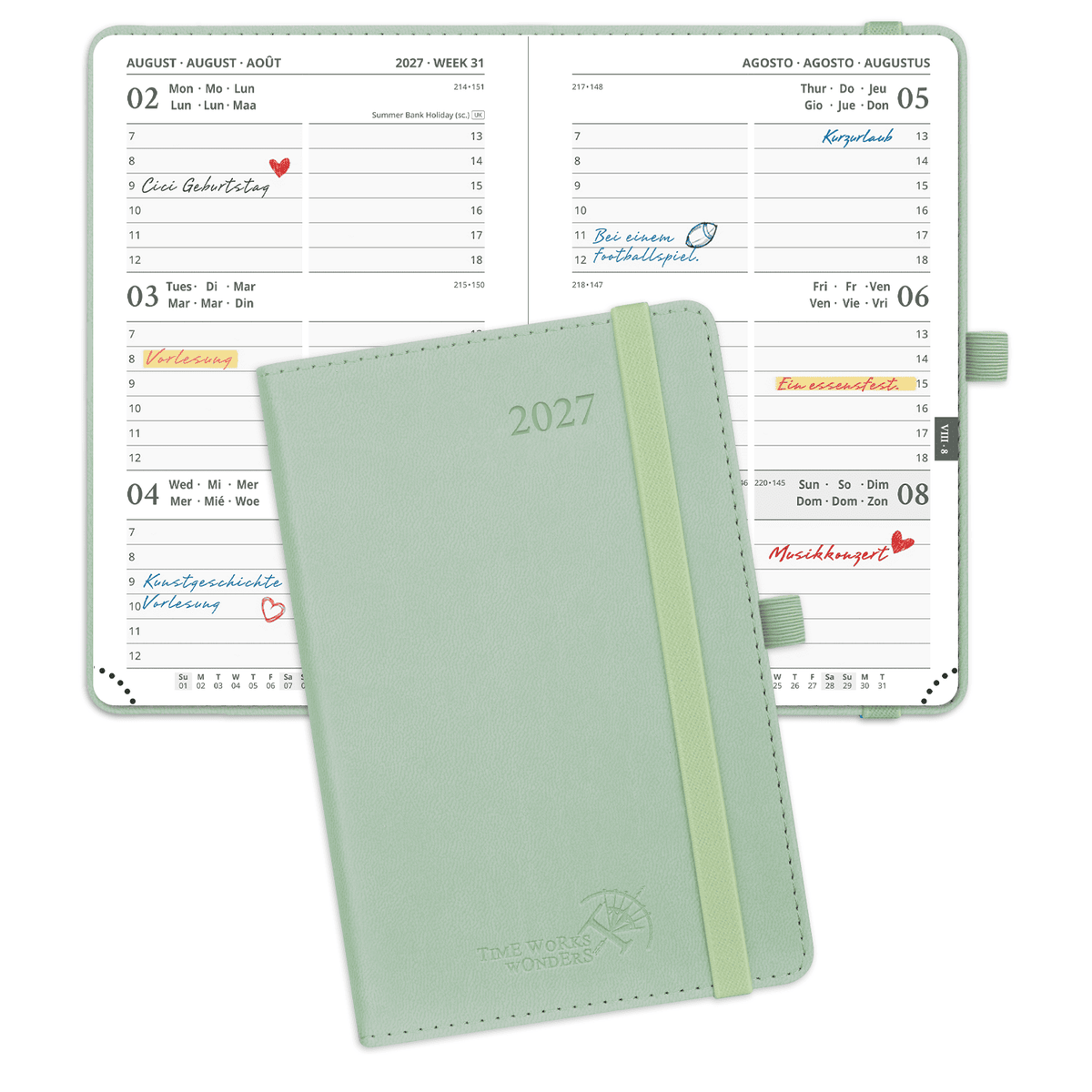 DE A6 Size 2027 Weekly Calendar Planner (January–December) Soft Cover