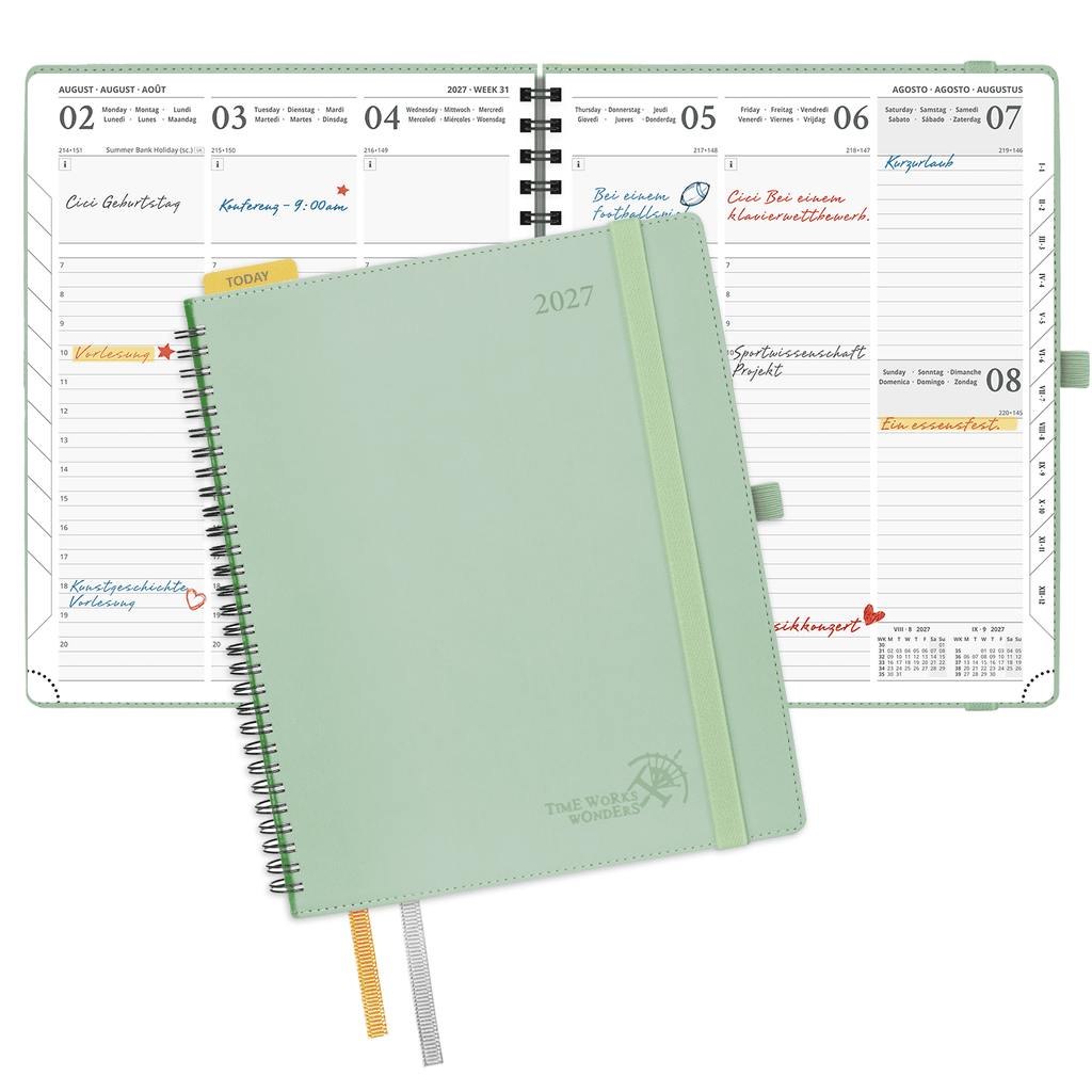DE Large Size 2027 Spiral Weekly Calendar Planner (January–December) Soft Cover