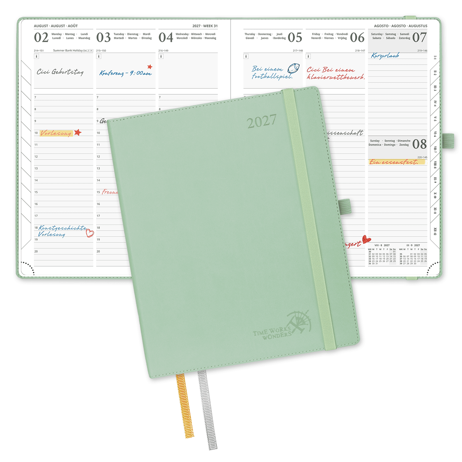 DE 25.9 cm × 21.2 cm 2027 Weekly Calendar Planner (January–December) Soft Cover