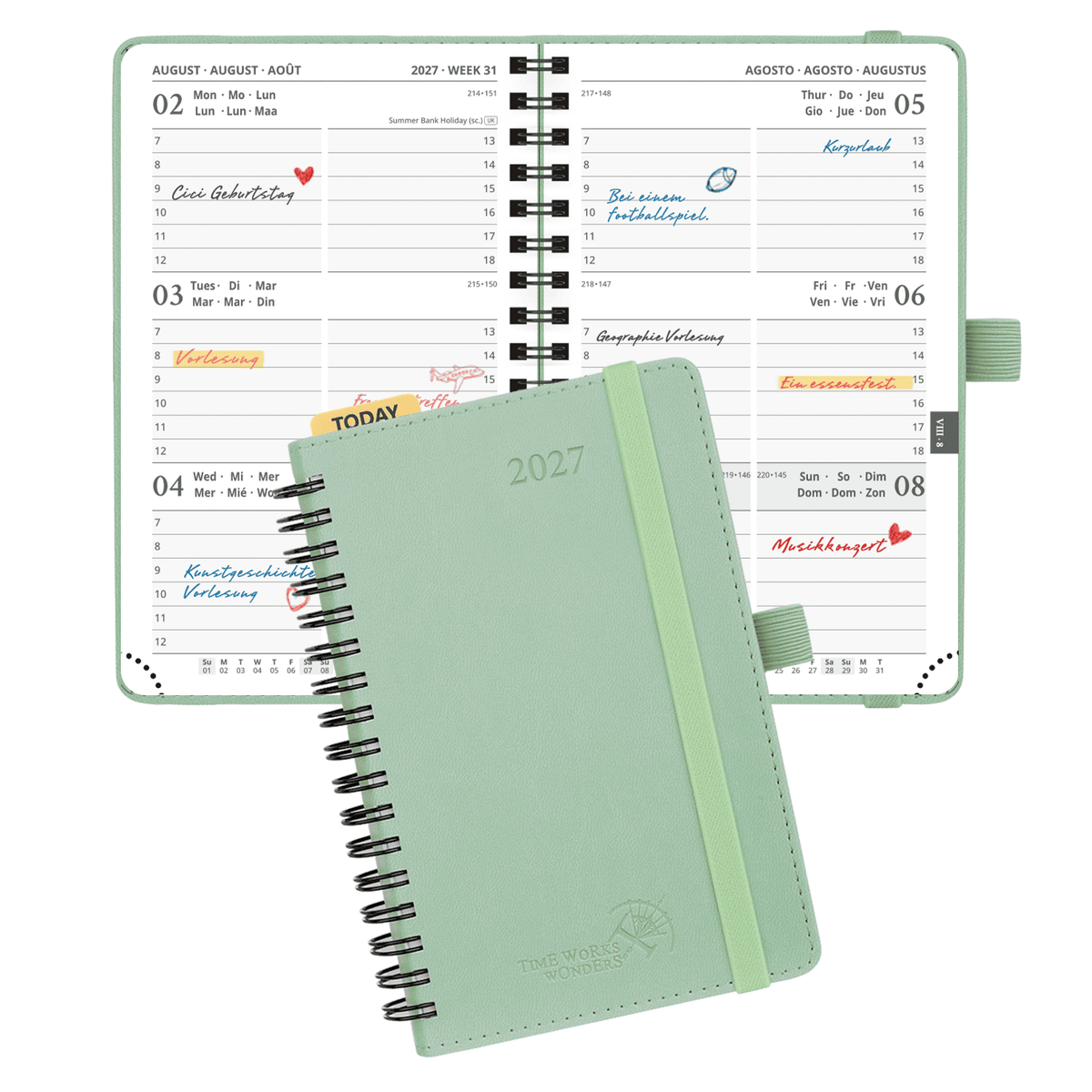 DE A6 Size 2027 Spiral Weekly Calendar Planner (January–December) Soft Cover