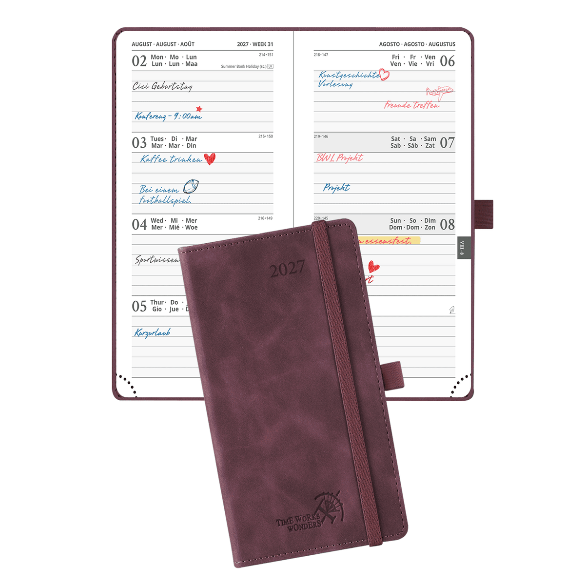 DE Pocket Size 2027 Weekly Planner 12-Month Softcover Calendar Planner
