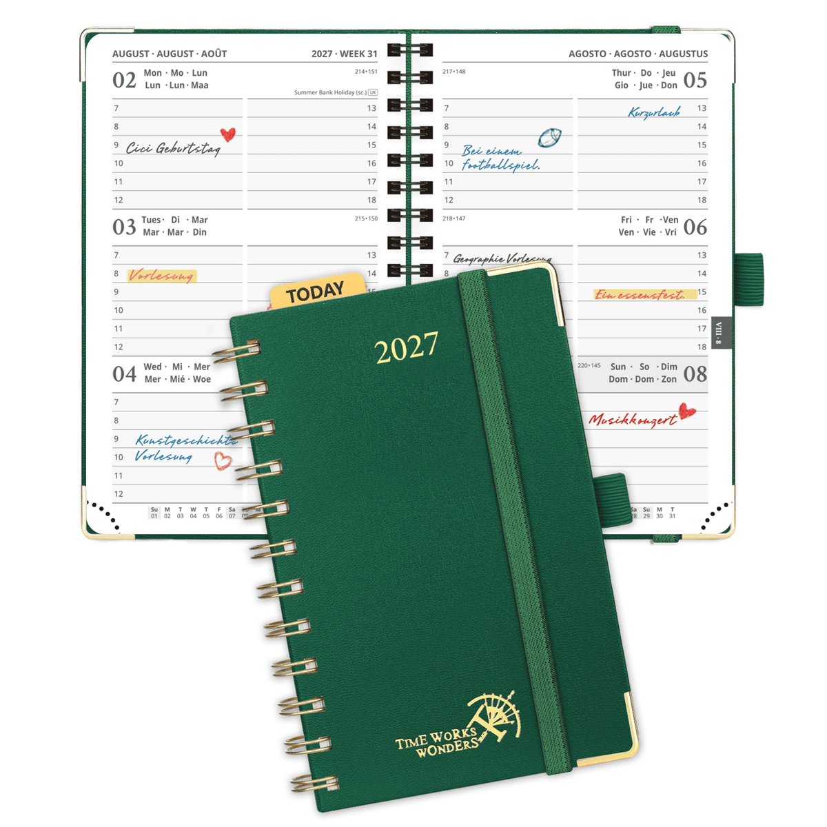 DE A6 Size 2027 Spiral Weekly Planner (January–December) Hardcover