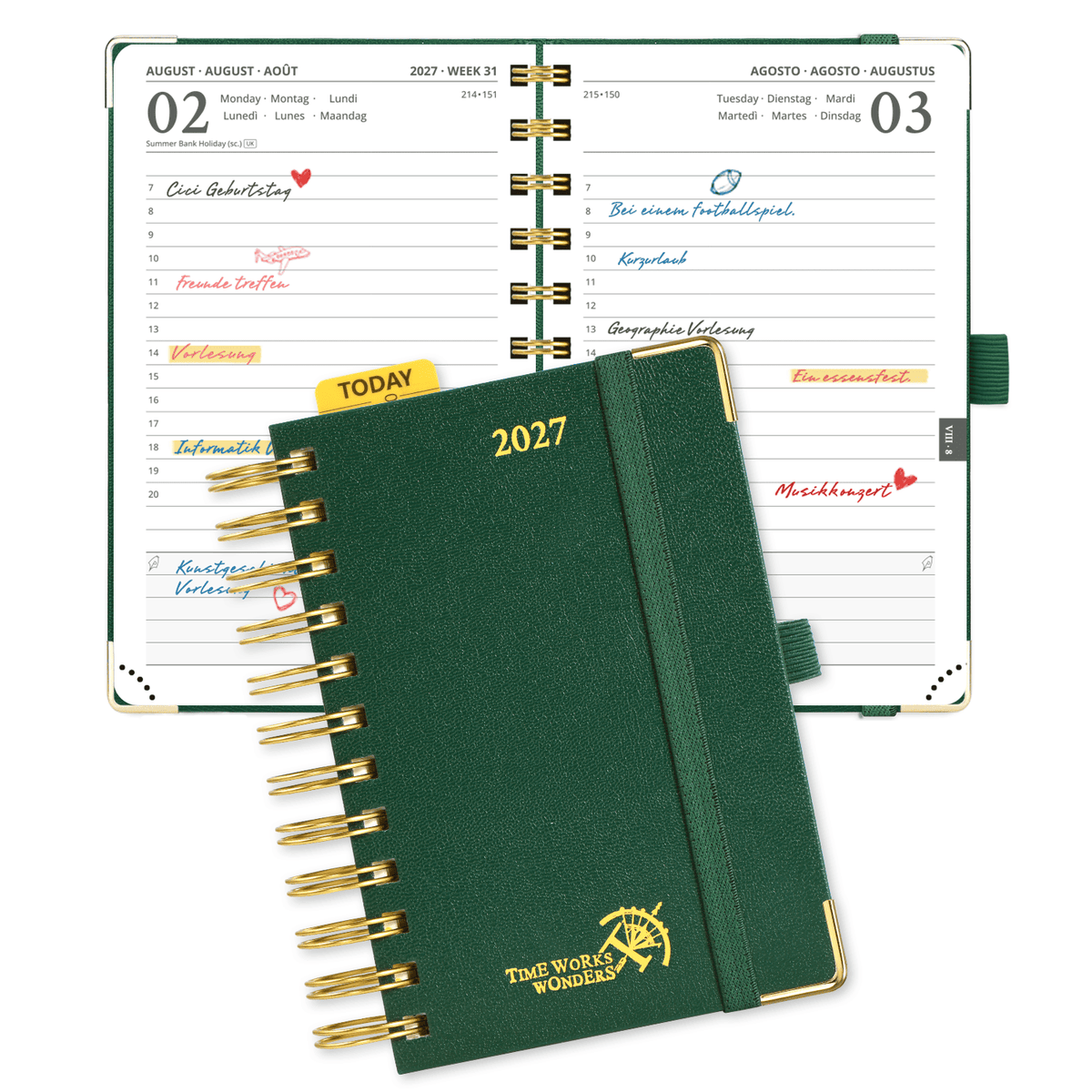 DE A6 Size 2027 Spiral Daily Planner Hardcover Calendar Planner