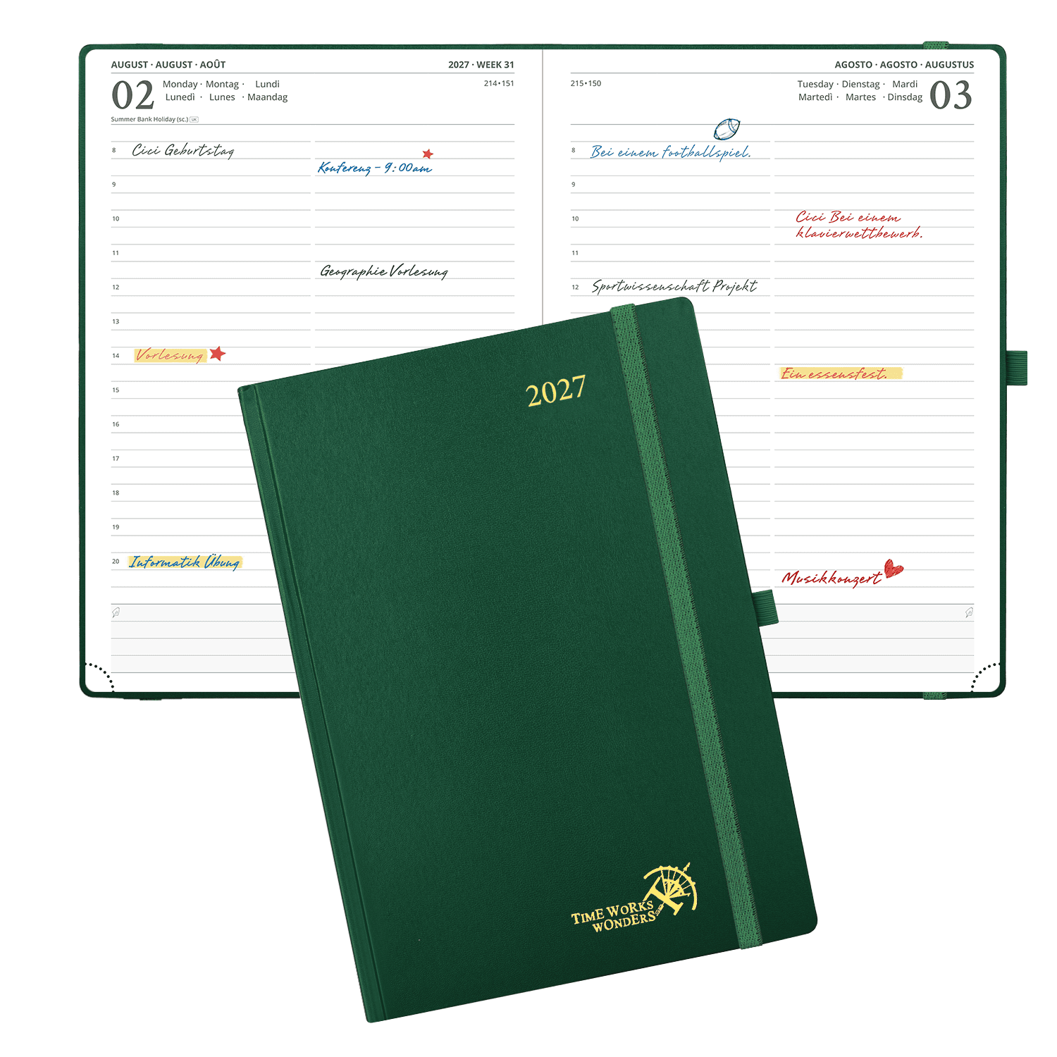 DE A4 Size 2027 Daily Planner  (January–December) Hardcover
