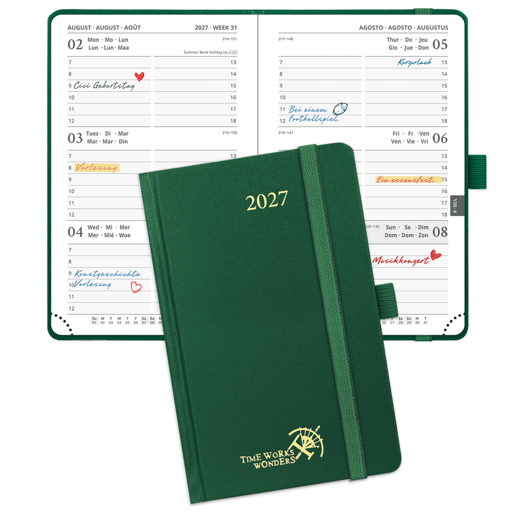 DE A6 Size 2027 Weekly Planner (January–December) Hardcover
