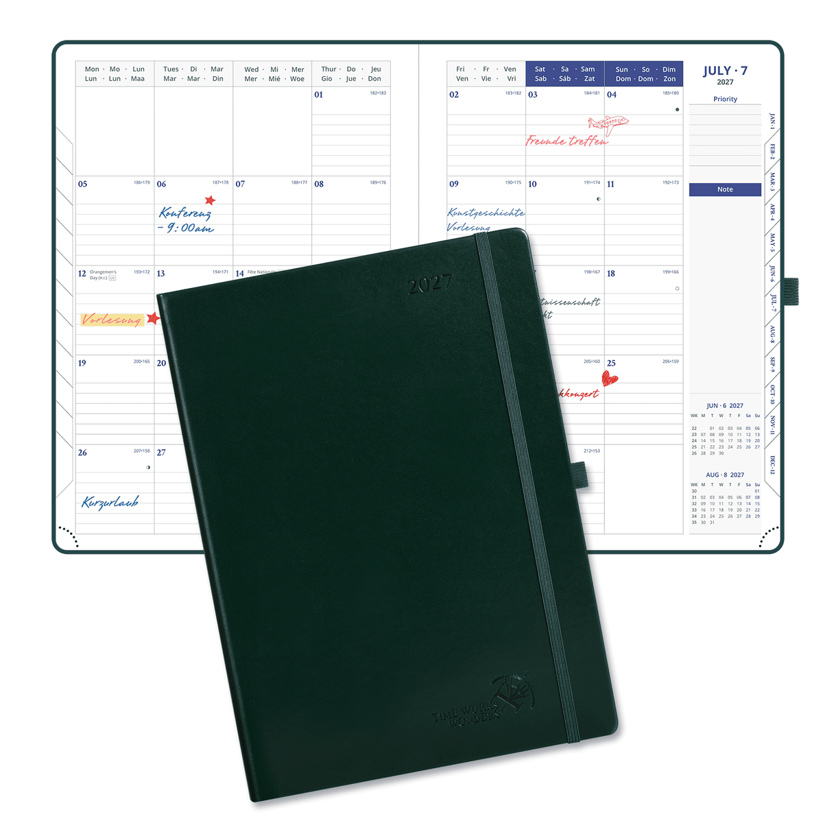 DE A4 Size 2027 Daily Planner Hardcover Calendar Book