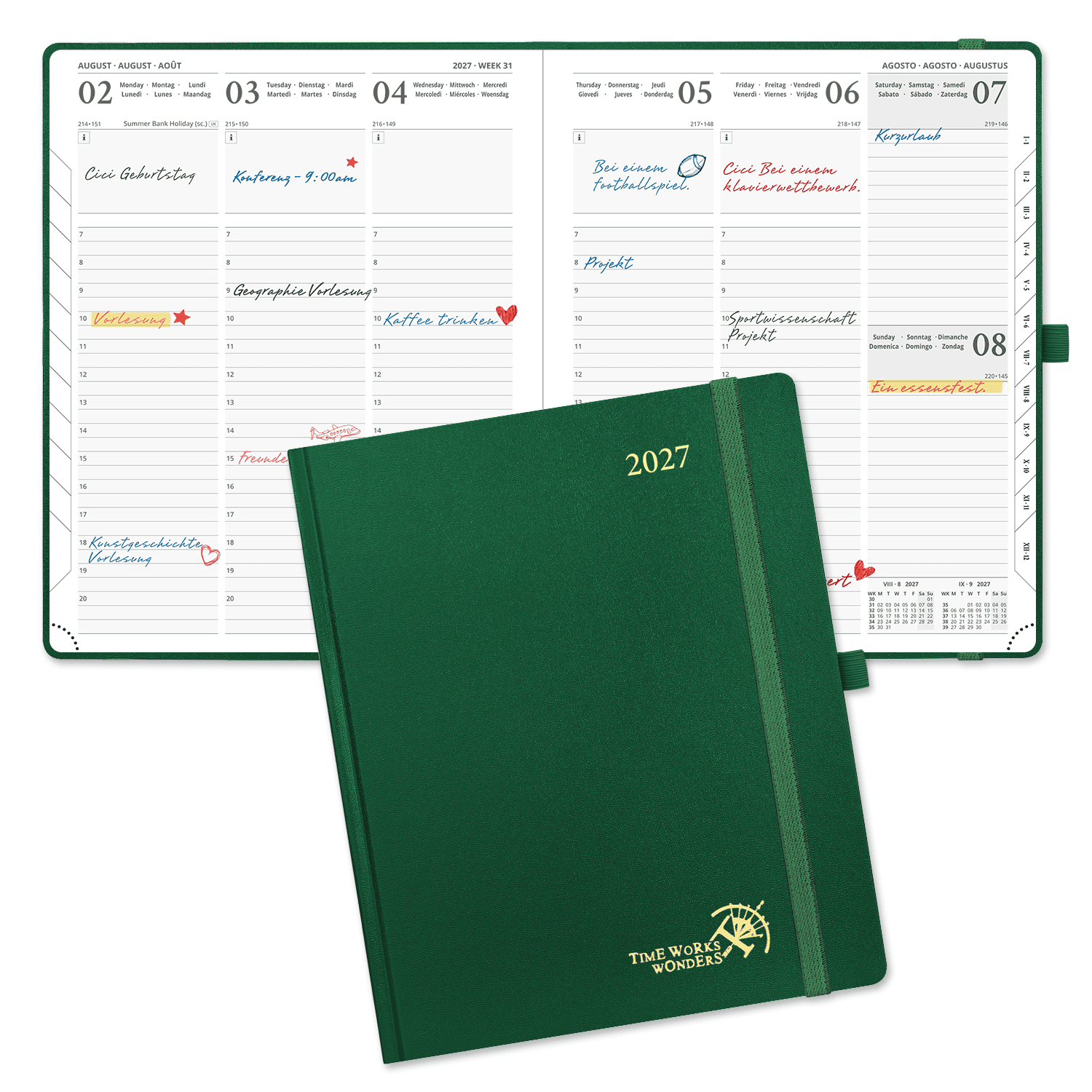 DE 25.9 cm × 21.2 cm 2027 Weekly Planner (January–December) Hardcover