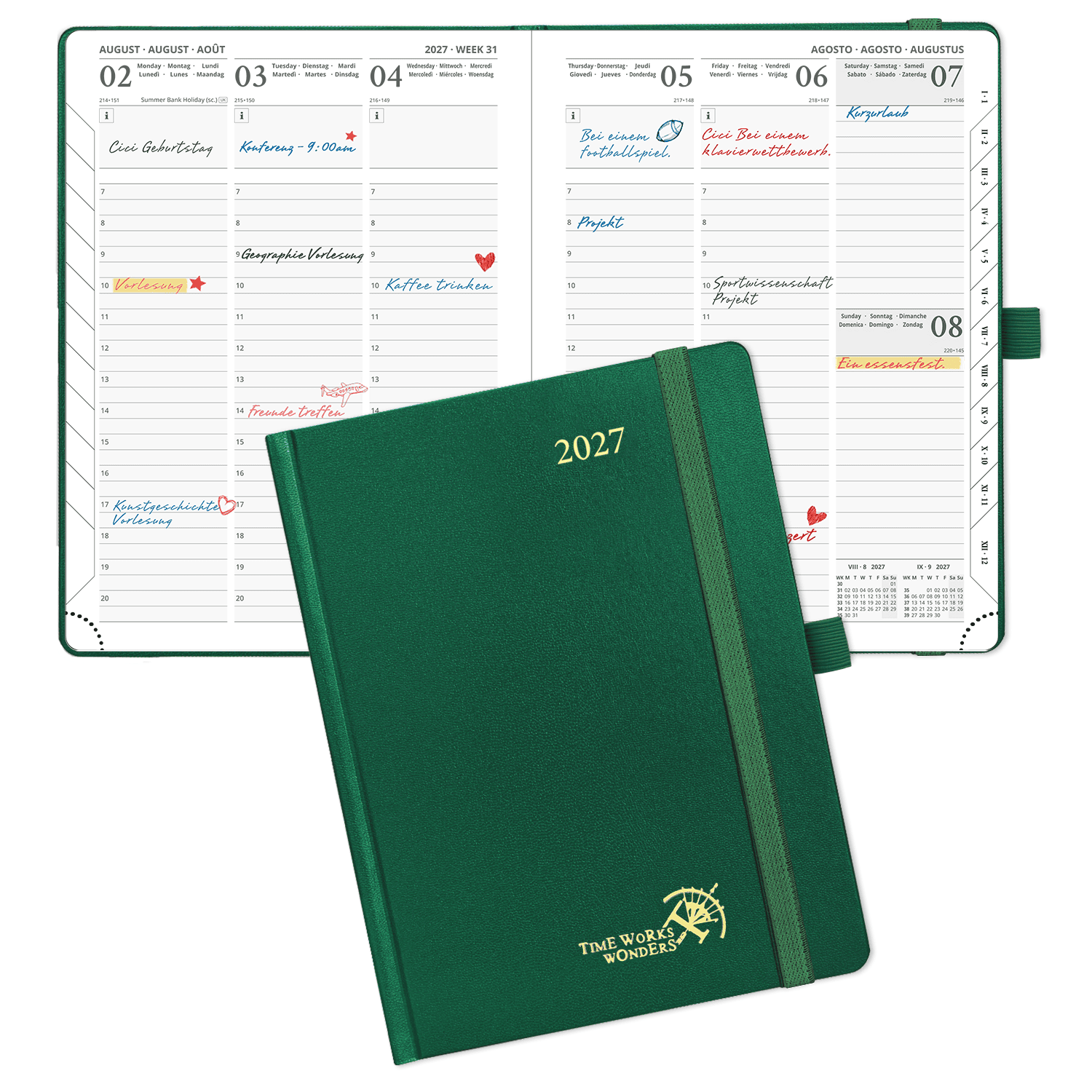 DE 21.8 cm × 16,4 cm 2027 Weekly Planner (January–December) Hardcover