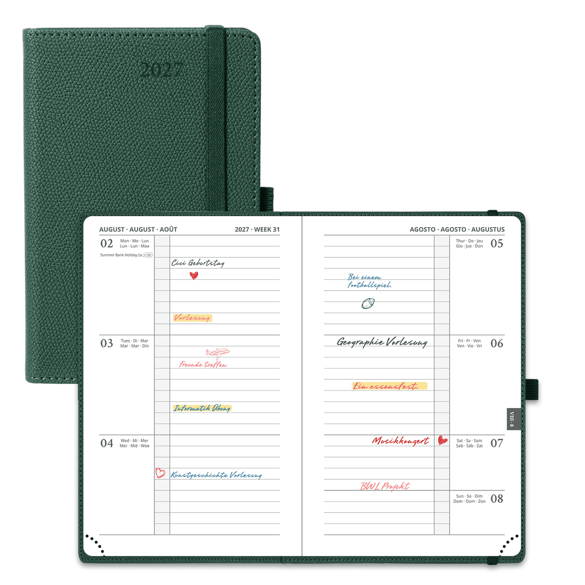 DE A6 Size 2027 Weekly planner Horizontal Layout Calendar Planner