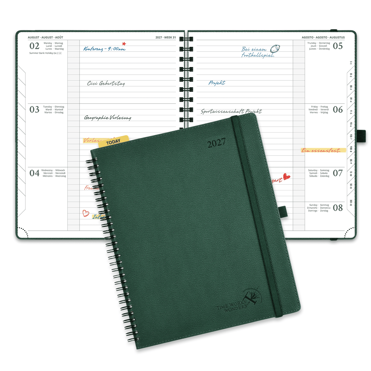 DE 25.9 cm × 21.2 cm 2027 Spiral Weekly Planner Horizontal Layout Calendar Planner