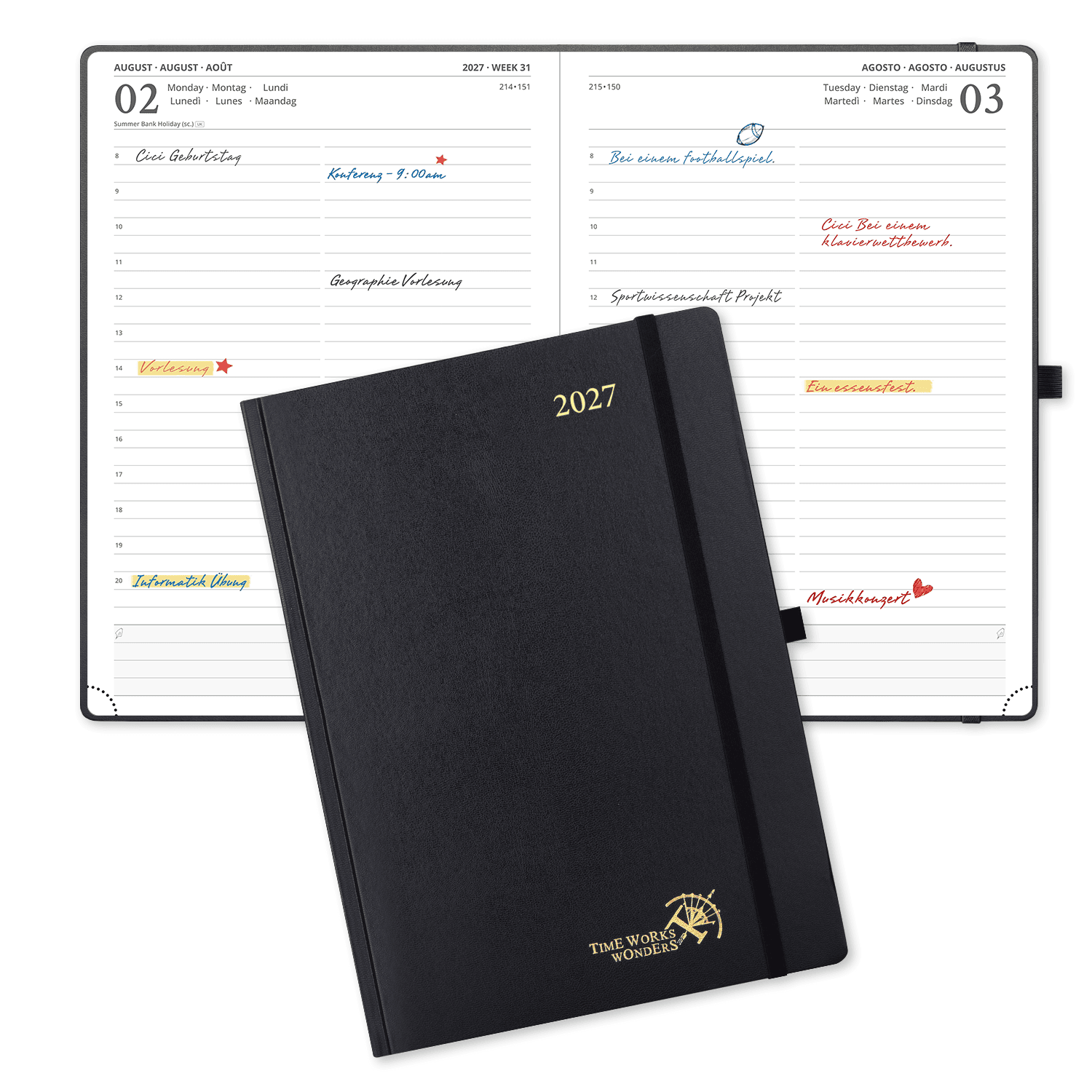 DE A4 Size 2027 Daily Planner  (January–December) Hardcover