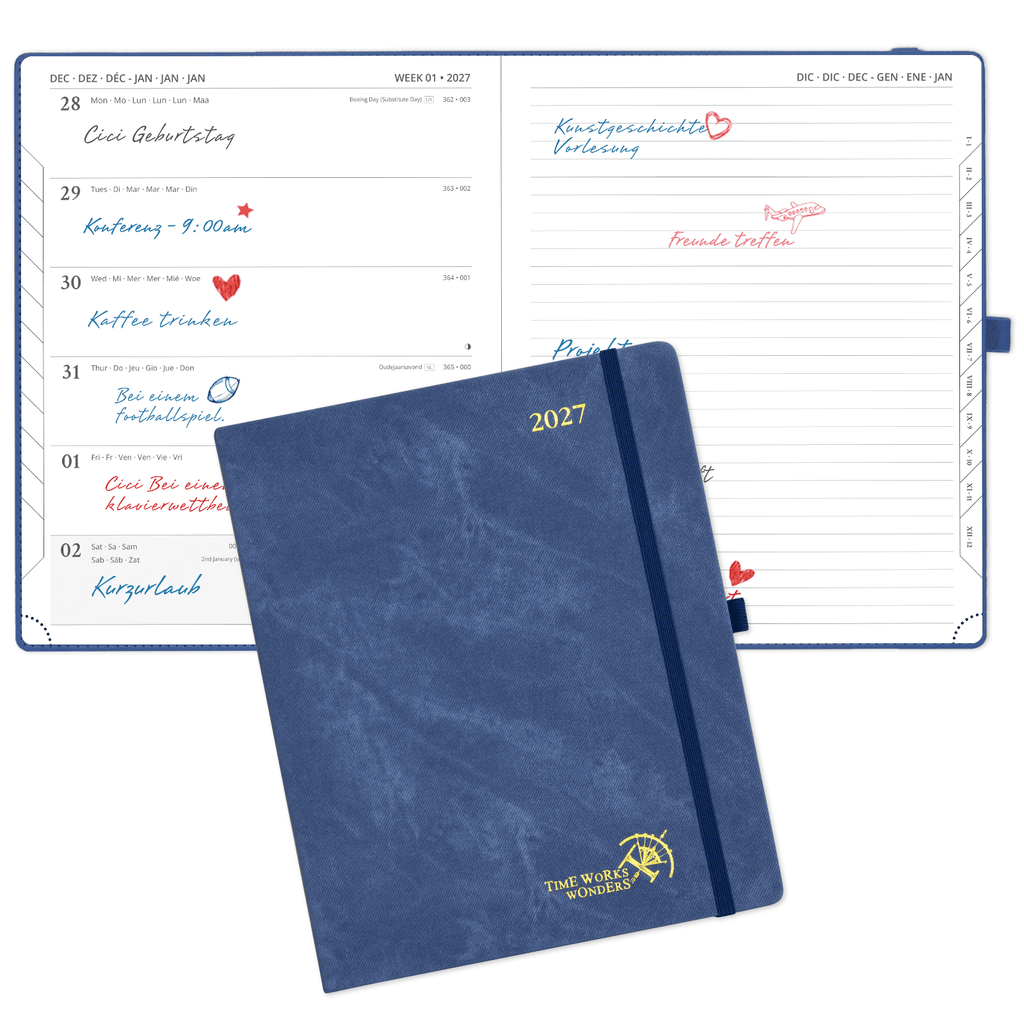 DE 21.2 cm × 25,9 cm Weekly 2027 Planner Week + Notes Layout Hardcover