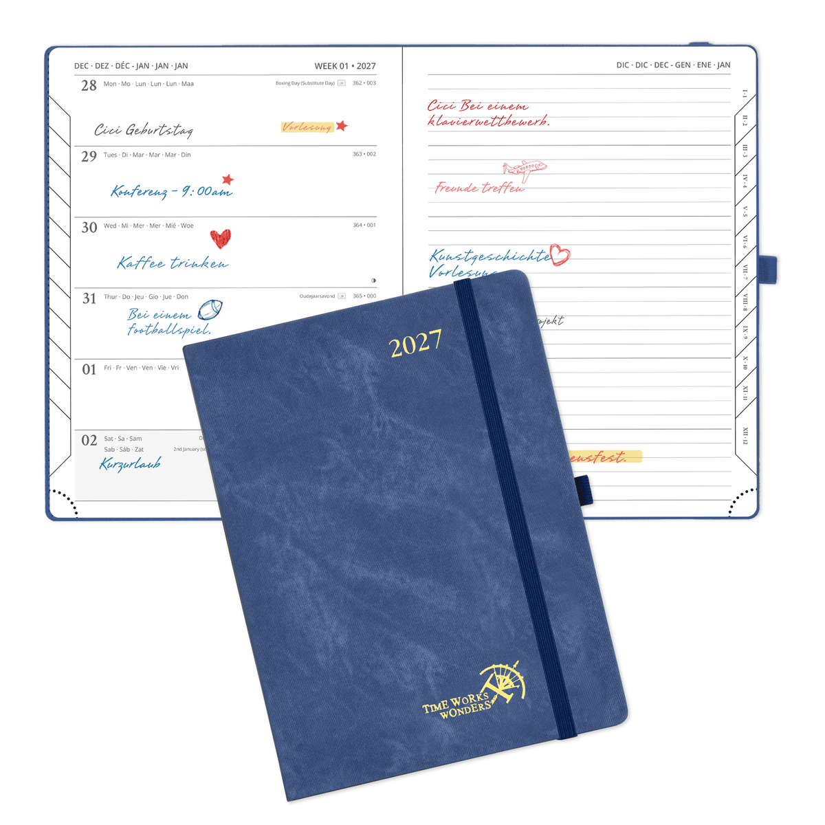 DE 16,4 cm × 21,8 cm Weekly 2027 Planner Week + Notes Layout Hardcover