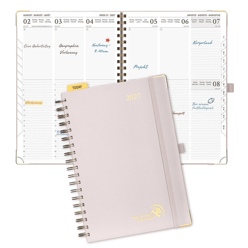 DE A4 Size 2027 Spiral Weekly Calendar Planner (January–December) Hardcover
