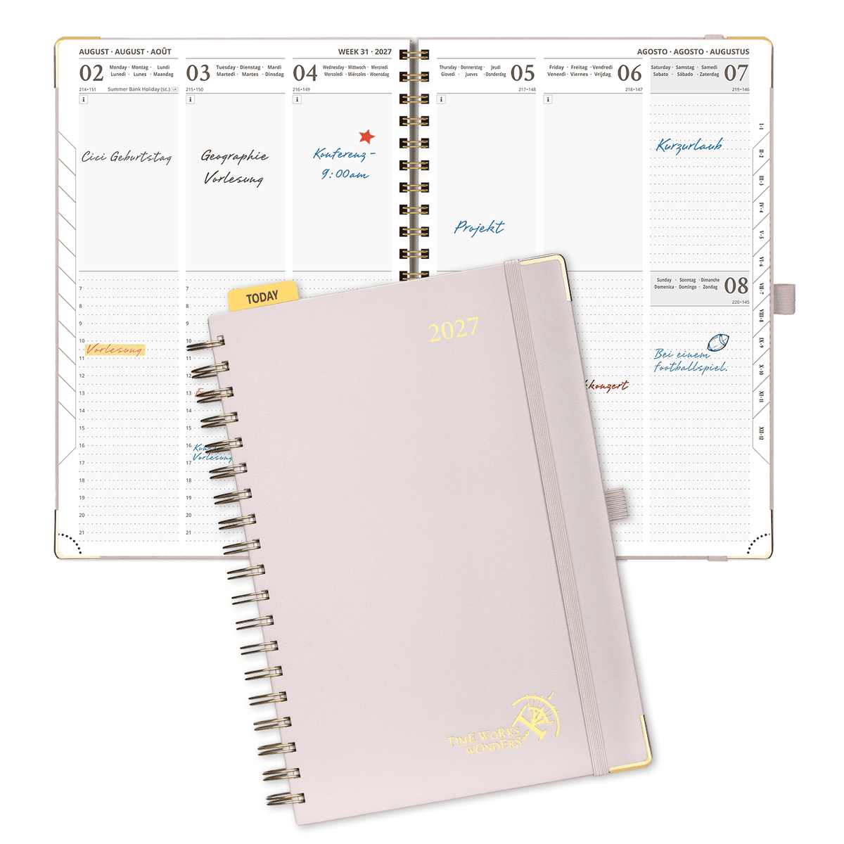 DE A4 Size 2027 Spiral Weekly Calendar Planner (January–December) Hardcover