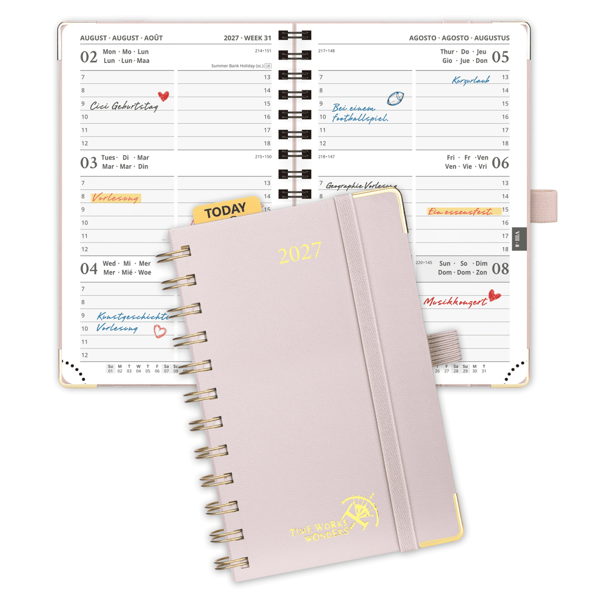 DE A6 Size 2027 Spiral Weekly Planner (January–December) Hardcover