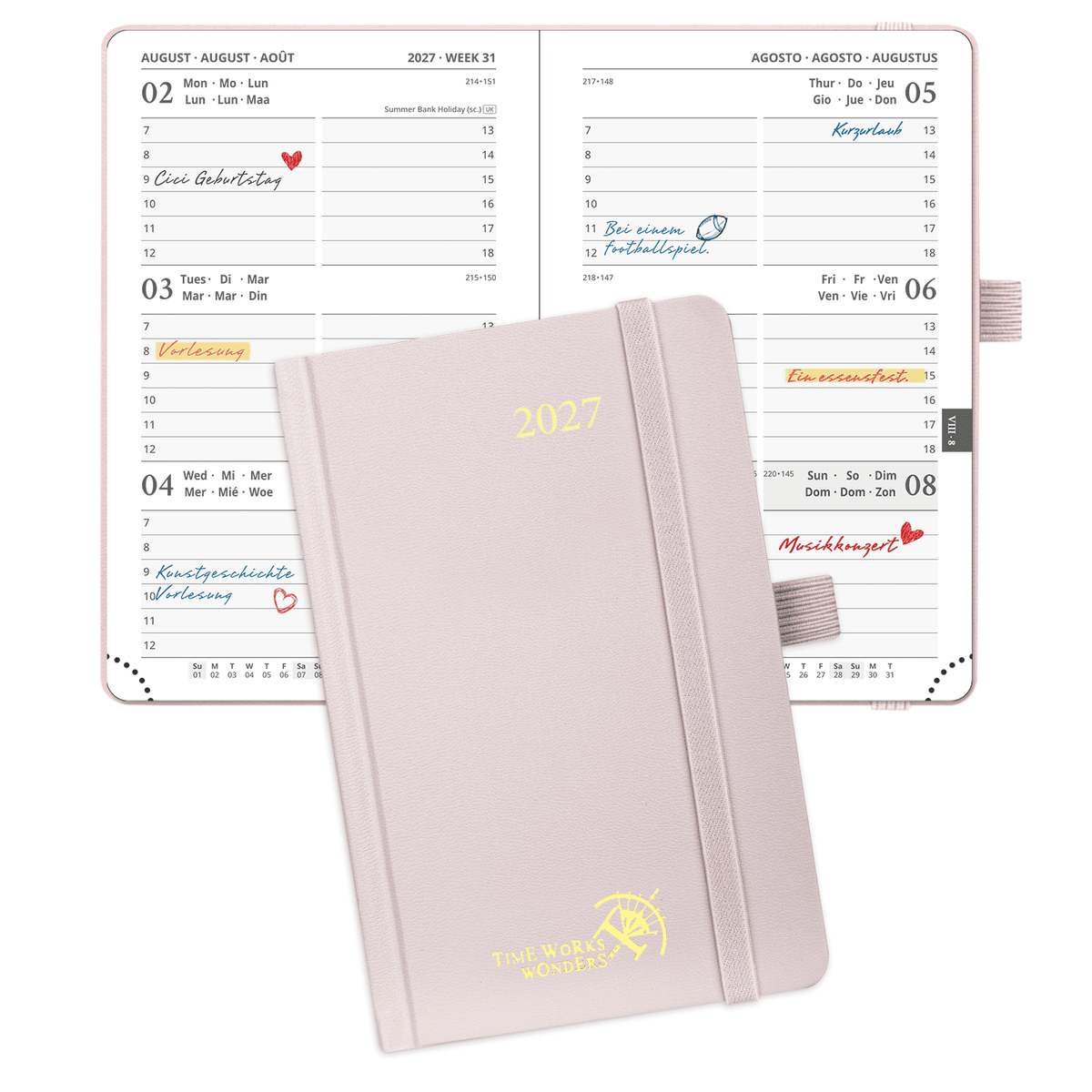 DE A6 Size 2027 Weekly Planner (January–December) Hardcover