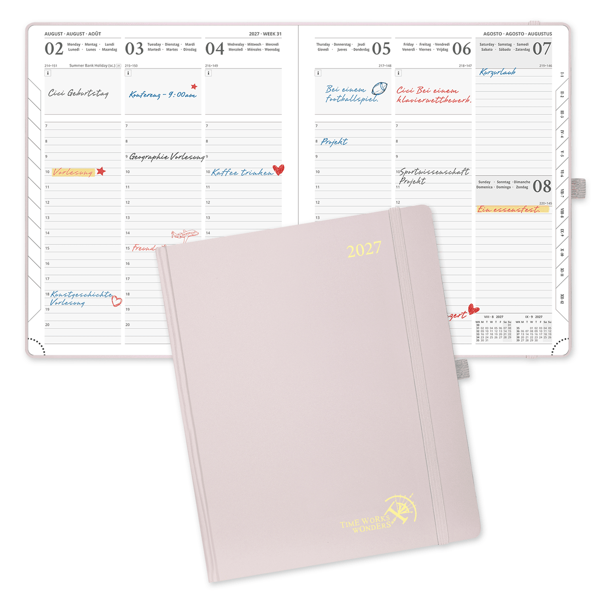 DE 25.9 cm × 21.2 cm 2027 Weekly Planner (January–December) Hardcover