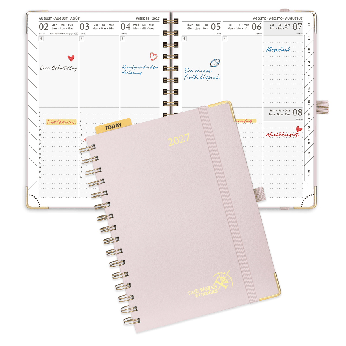 DE A5 Size 2027 Spiral Weekly Planner (January–December) Hardcover