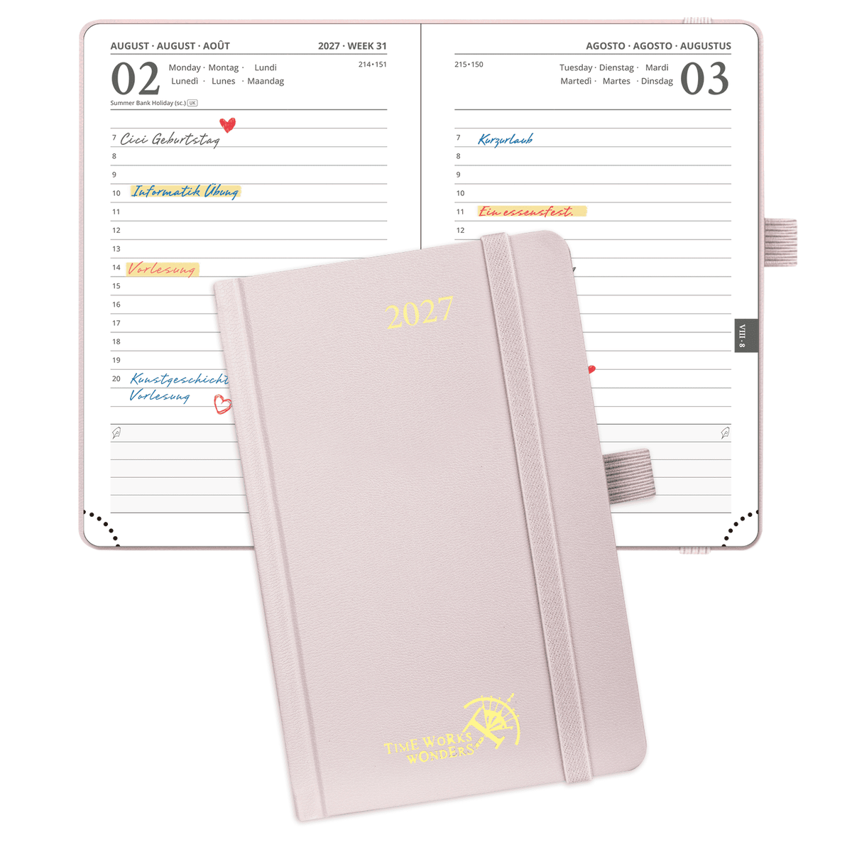DE A6 Size 2027 Daily Planner  (January–December) Hardcover