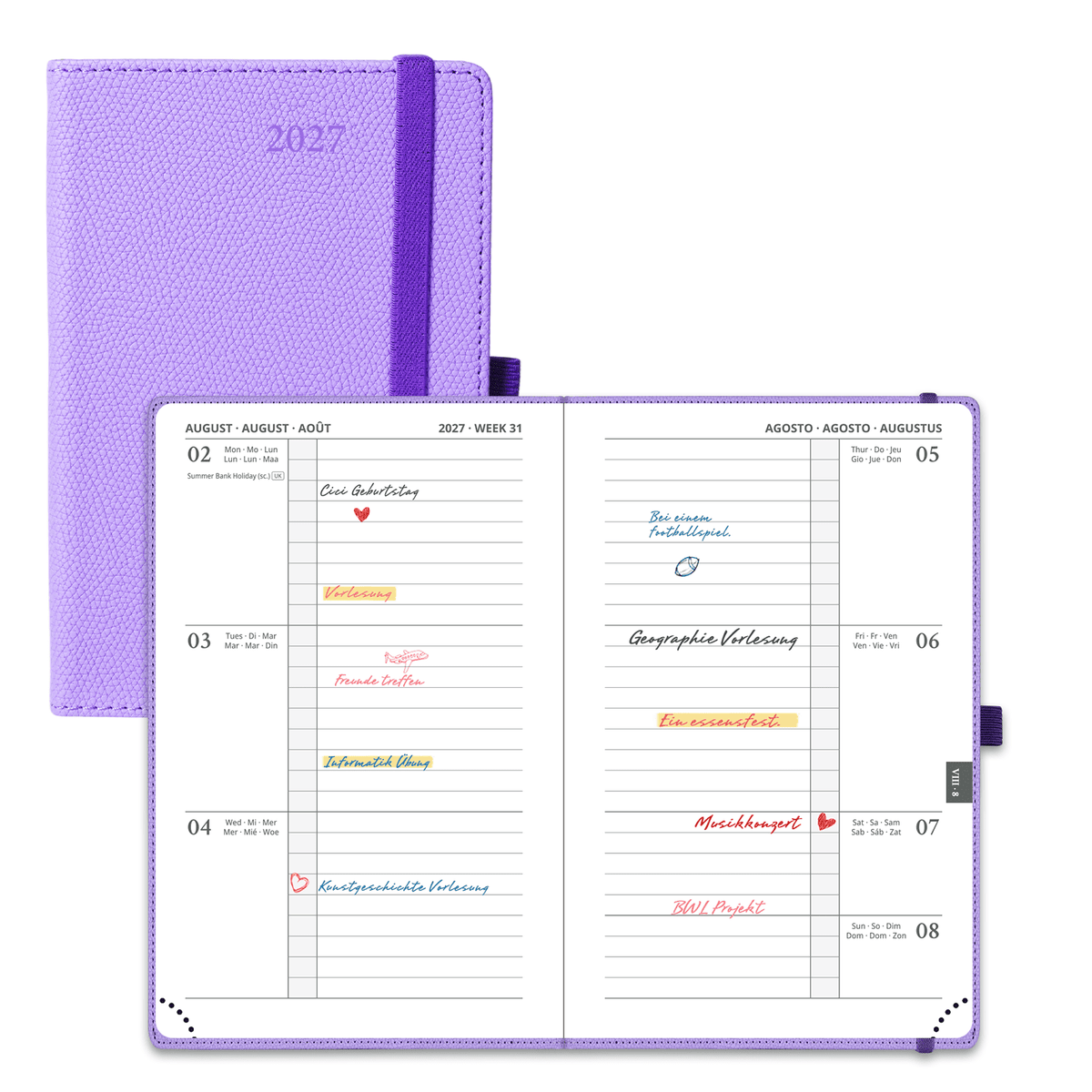 DE A6 Size 2027 Weekly planner Horizontal Layout Calendar Planner