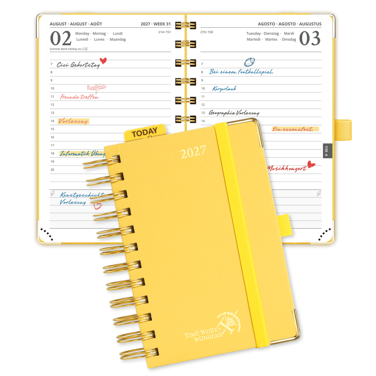 DE A6 Size 2027 Spiral Daily Planner Hardcover Calendar Planner