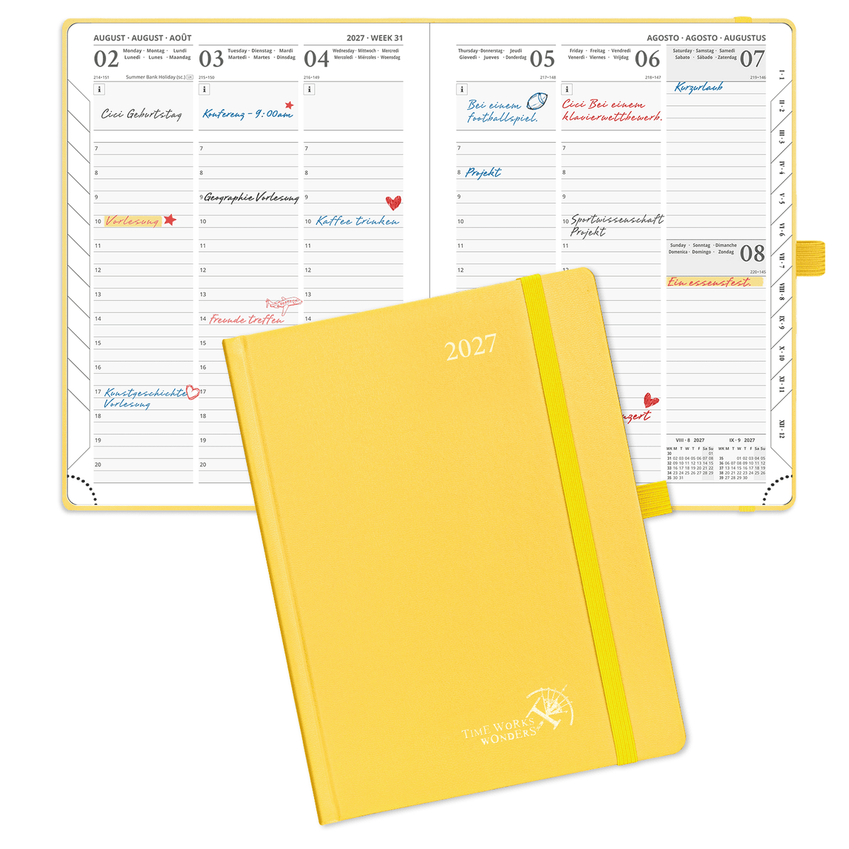 DE 21.8 cm × 16,4 cm 2027 Weekly Planner (January–December) Hardcover