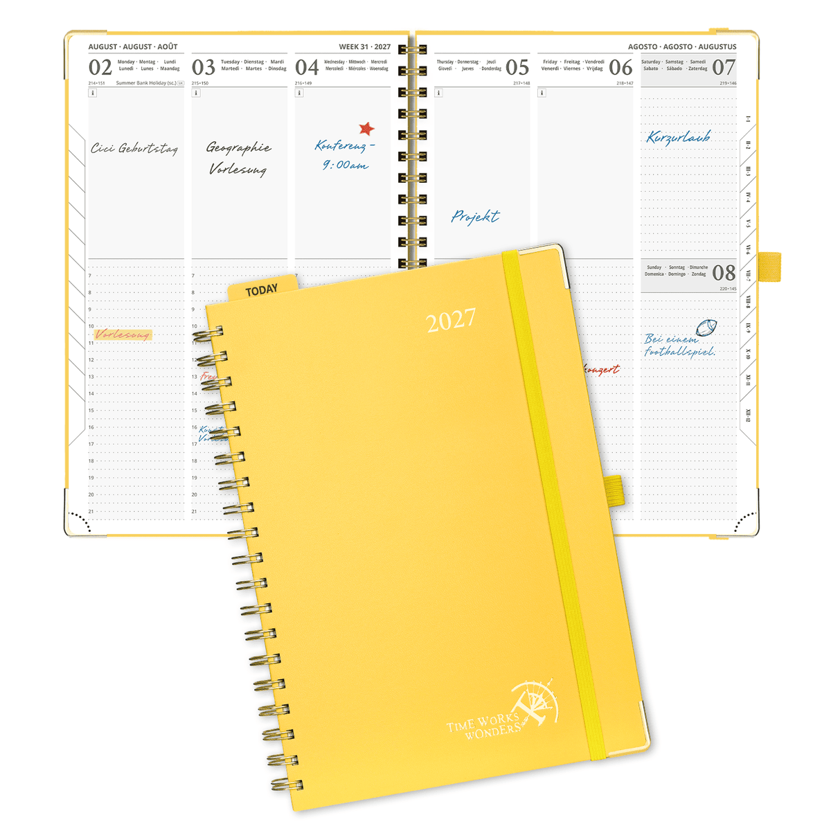 DE A4 Size 2027 Spiral Weekly Calendar Planner (January–December) Hardcover