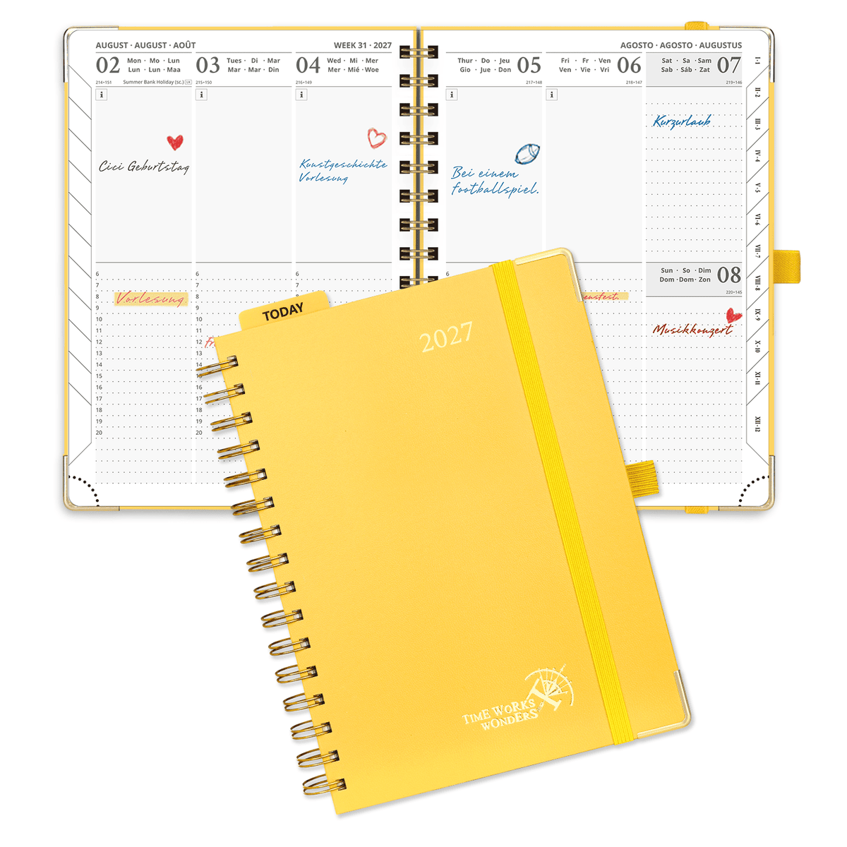DE A5 Size 2027 Spiral Weekly Planner (January–December) Hardcover