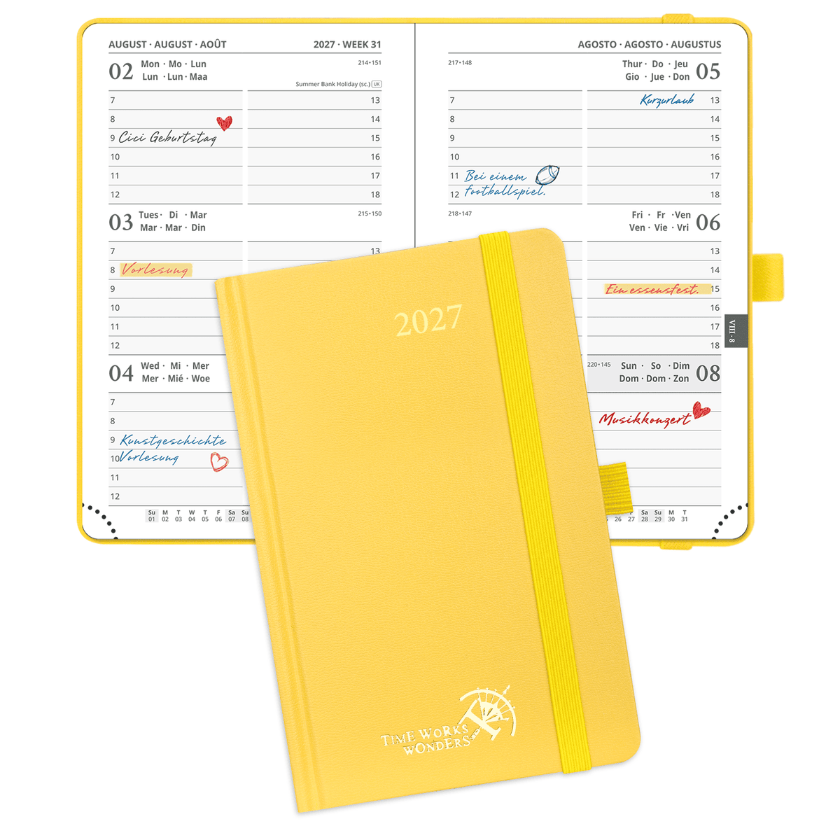 DE A6 Size 2027 Weekly Planner (January–December) Hardcover