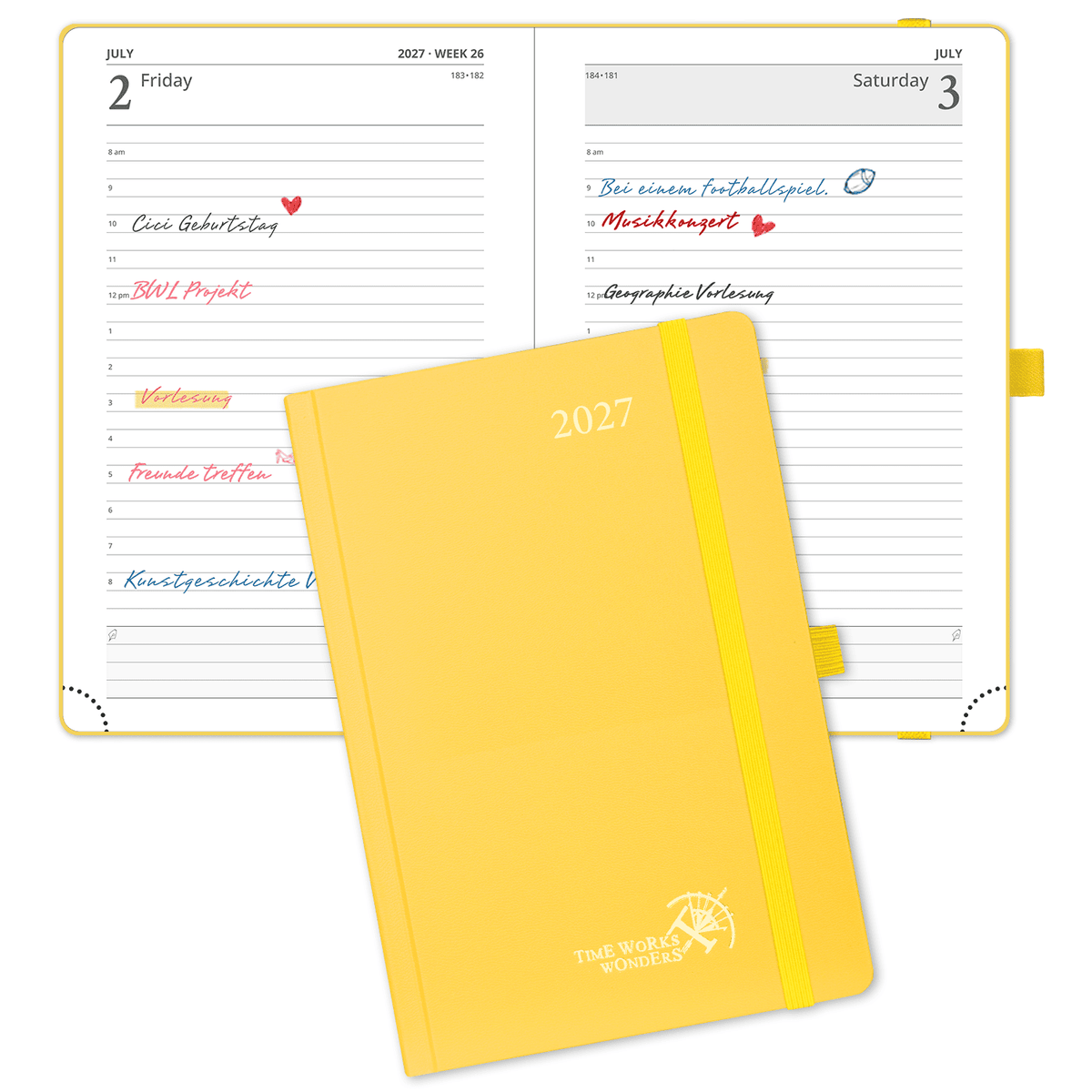 DE A5 Size Daily Planner 2027 Hardcover Calendar Planner