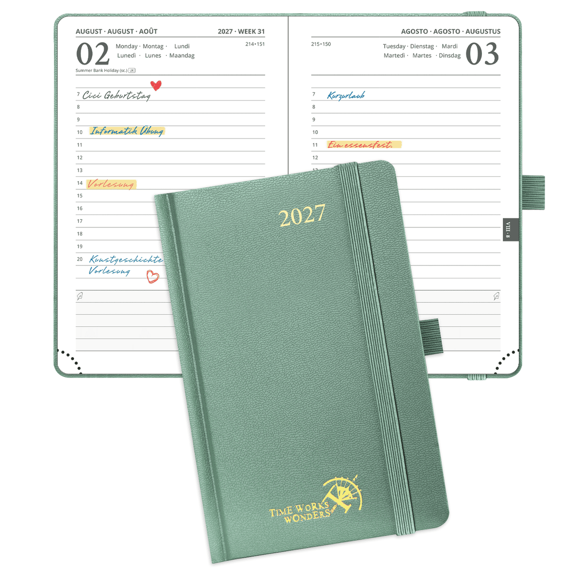 DE A6 Size 2027 Daily Planner  (January–December) Hardcover