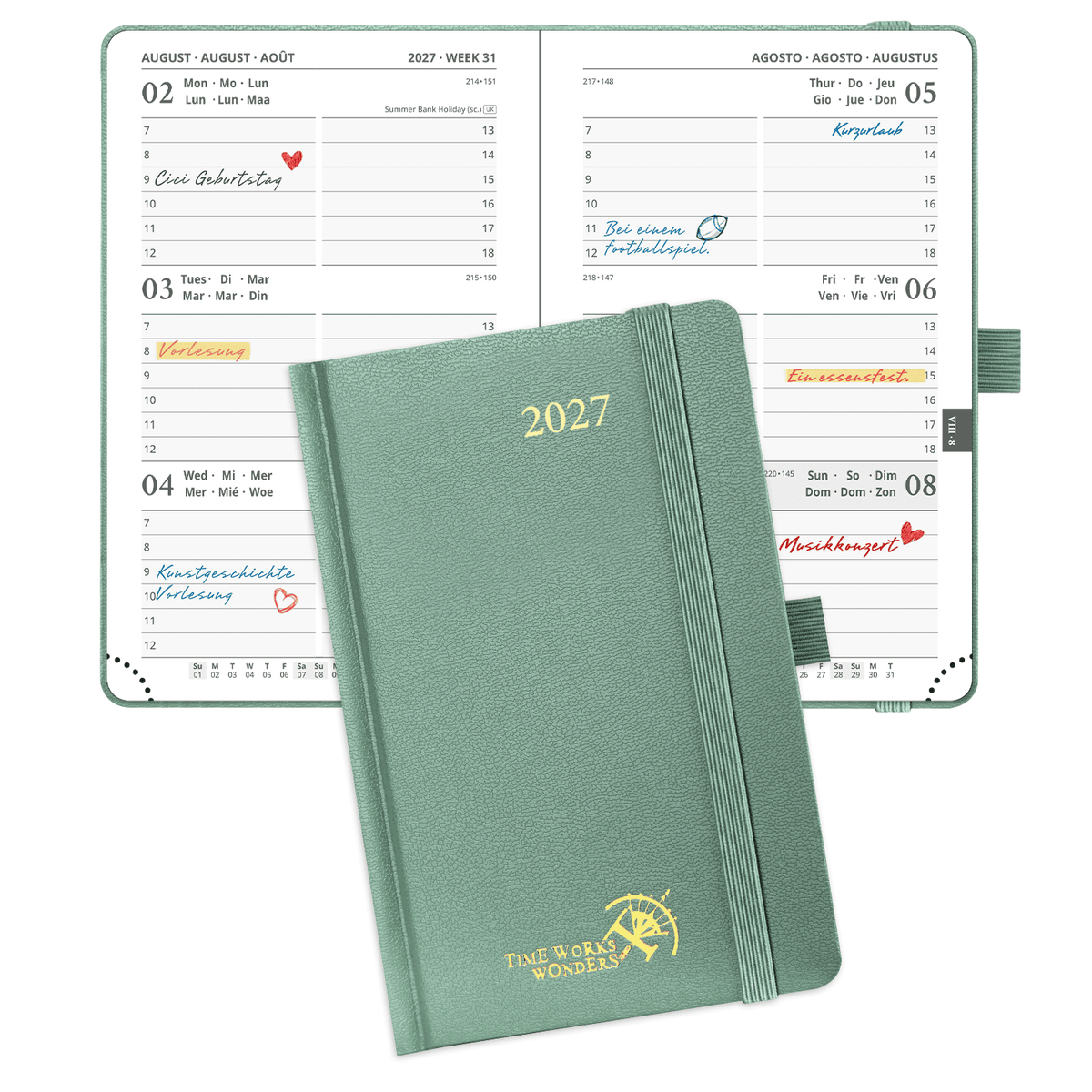 DE A6 Size 2027 Weekly Planner (January–December) Hardcover