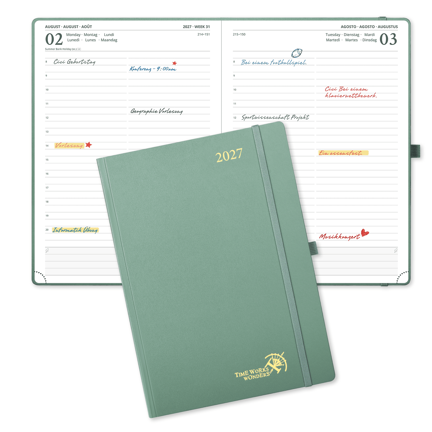 DE A4 Size 2027 Daily Planner  (January–December) Hardcover