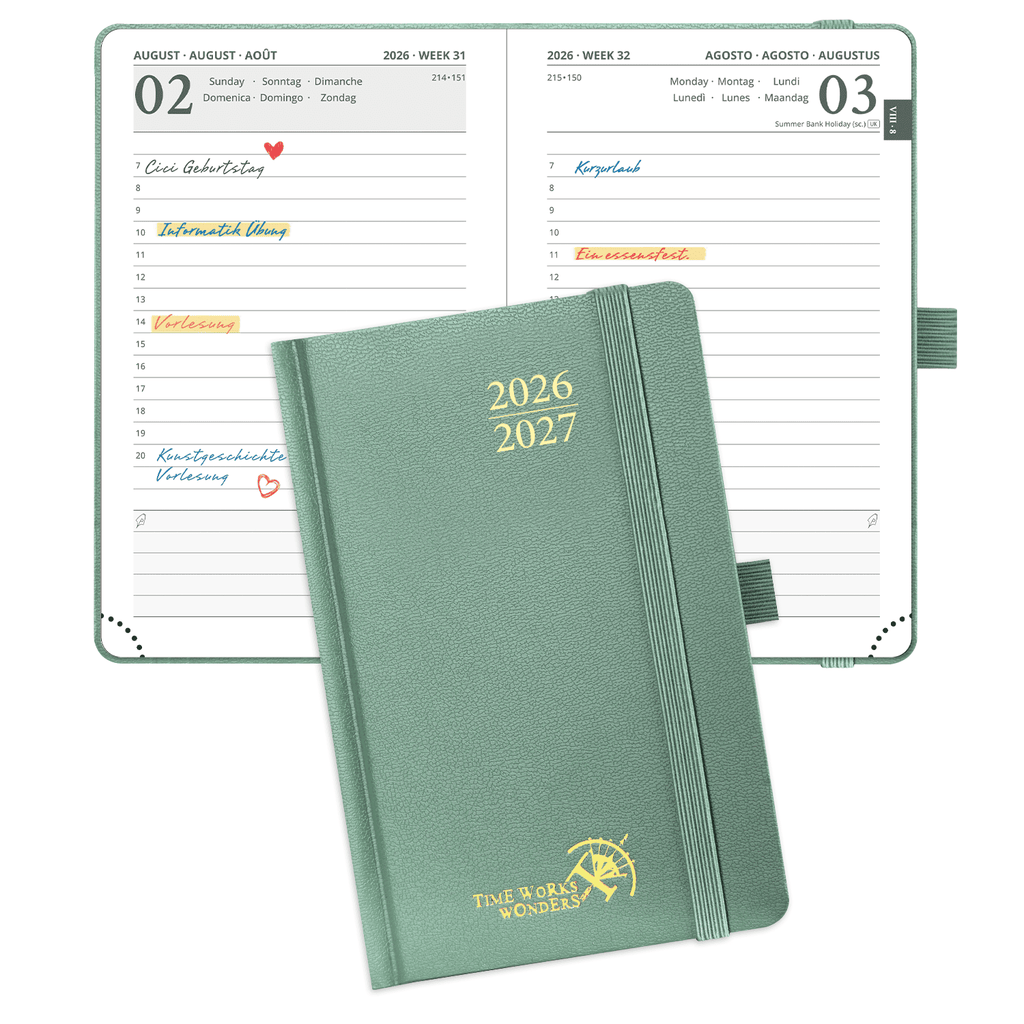 DE A6 Size Daily Academic Planner 2026-2027 HardCover