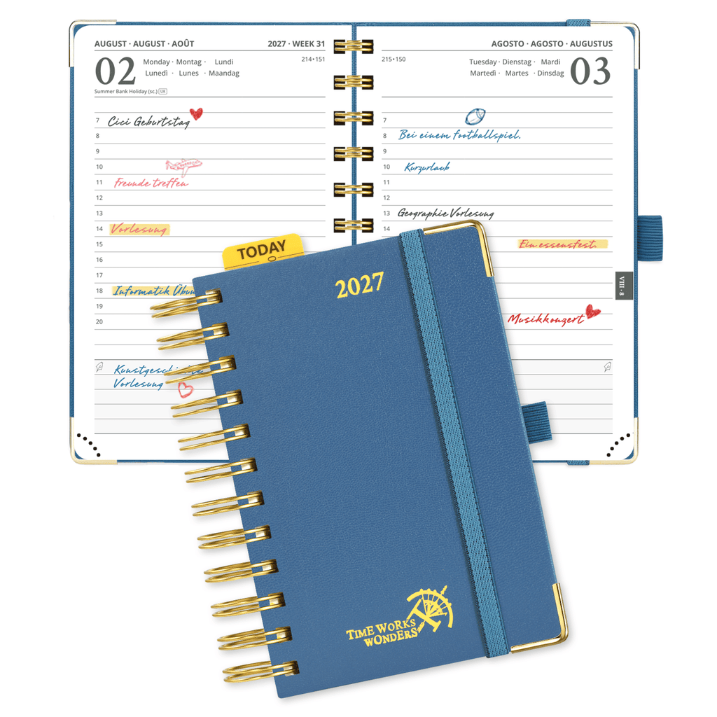 DE A6 Size 2027 Spiral Daily Planner Hardcover Calendar Planner