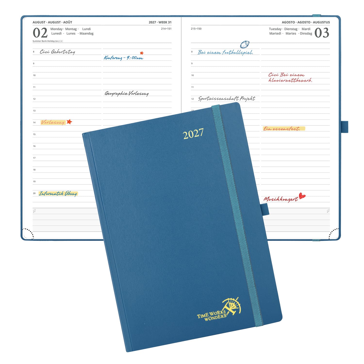 DE A4 Size 2027 Daily Planner  (January–December) Hardcover
