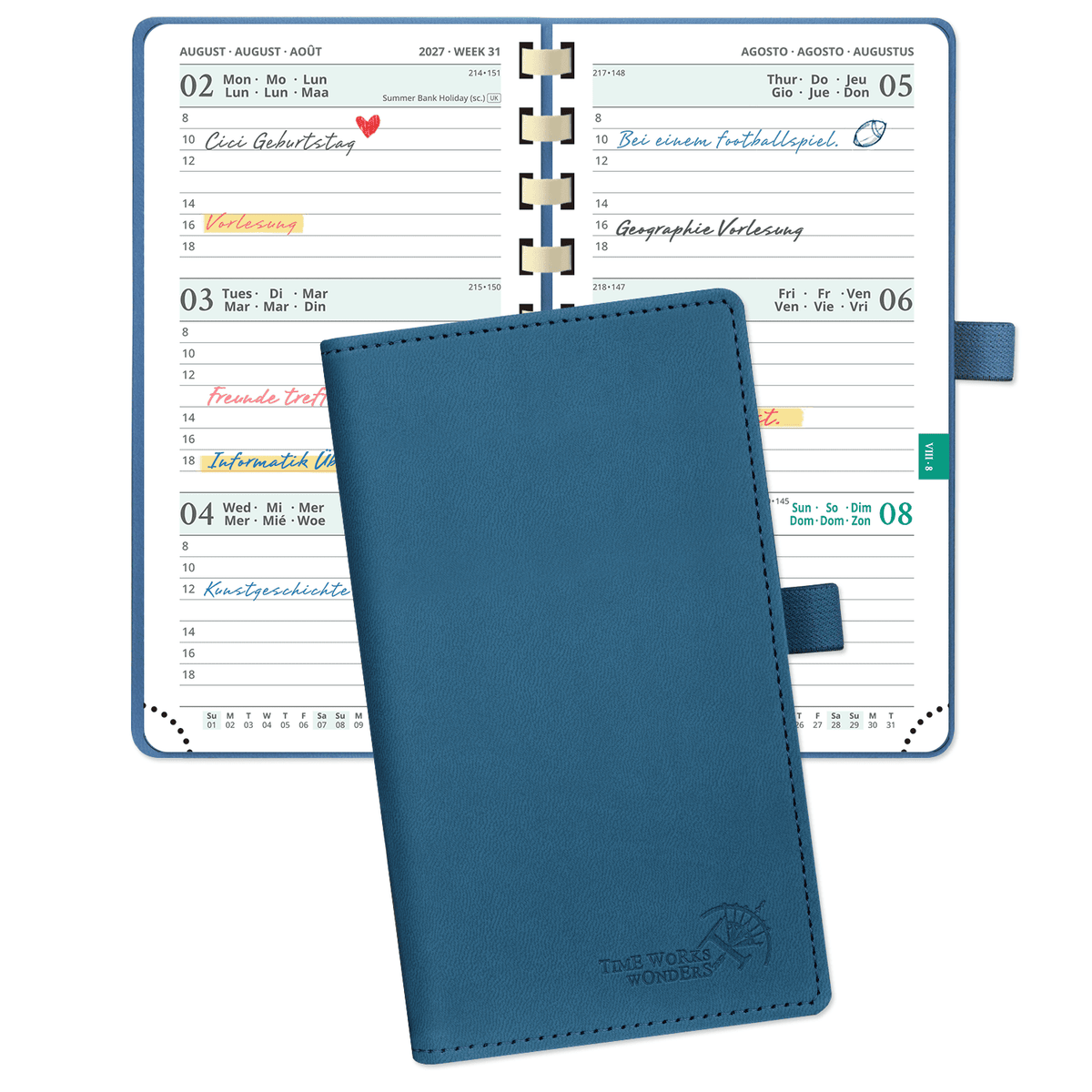DE Pocket Size 2027 Spiral Weekly Calendar Planner Soft Cover