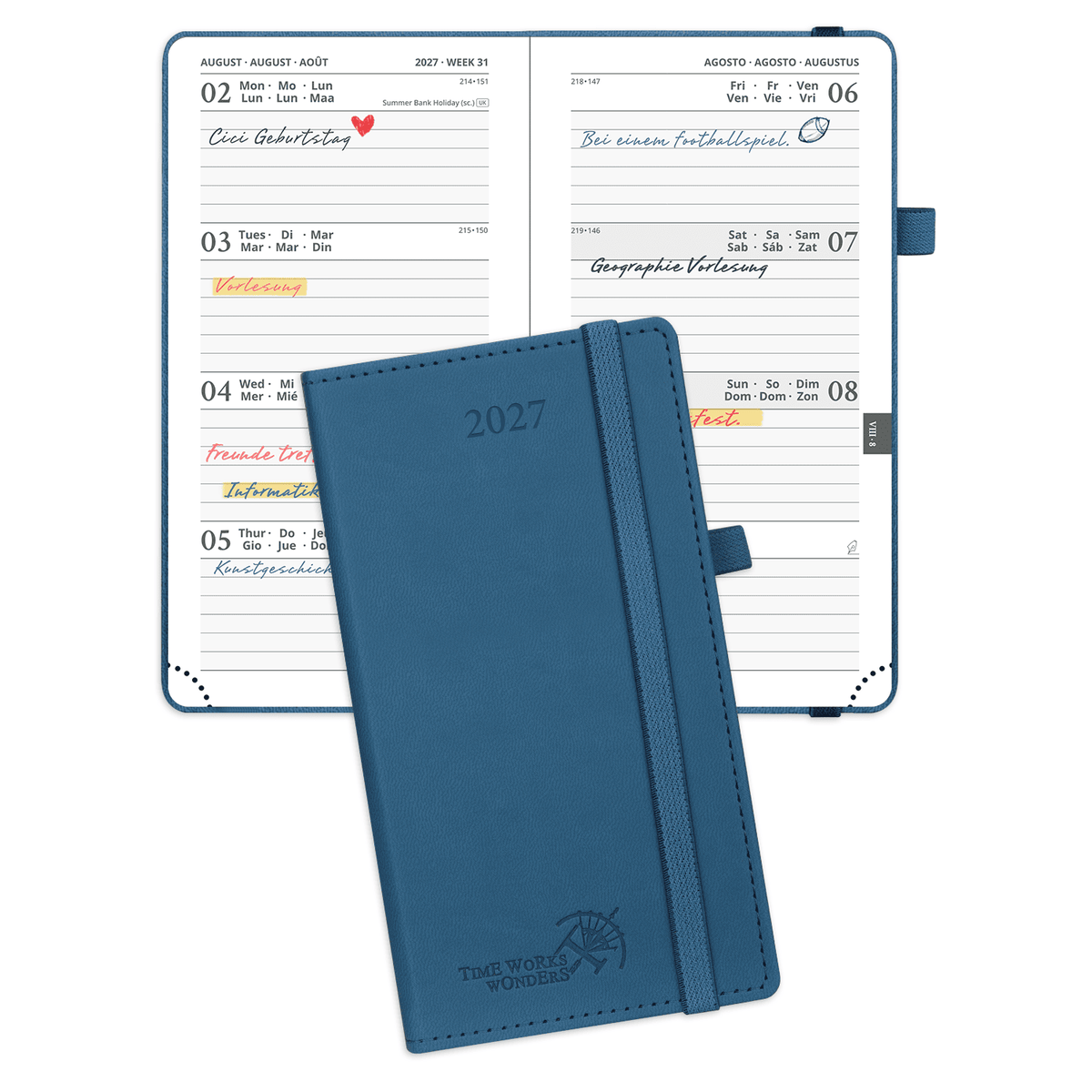 DE Pocket Size 2027 Weekly Planner Hard Cover Calendar Planner