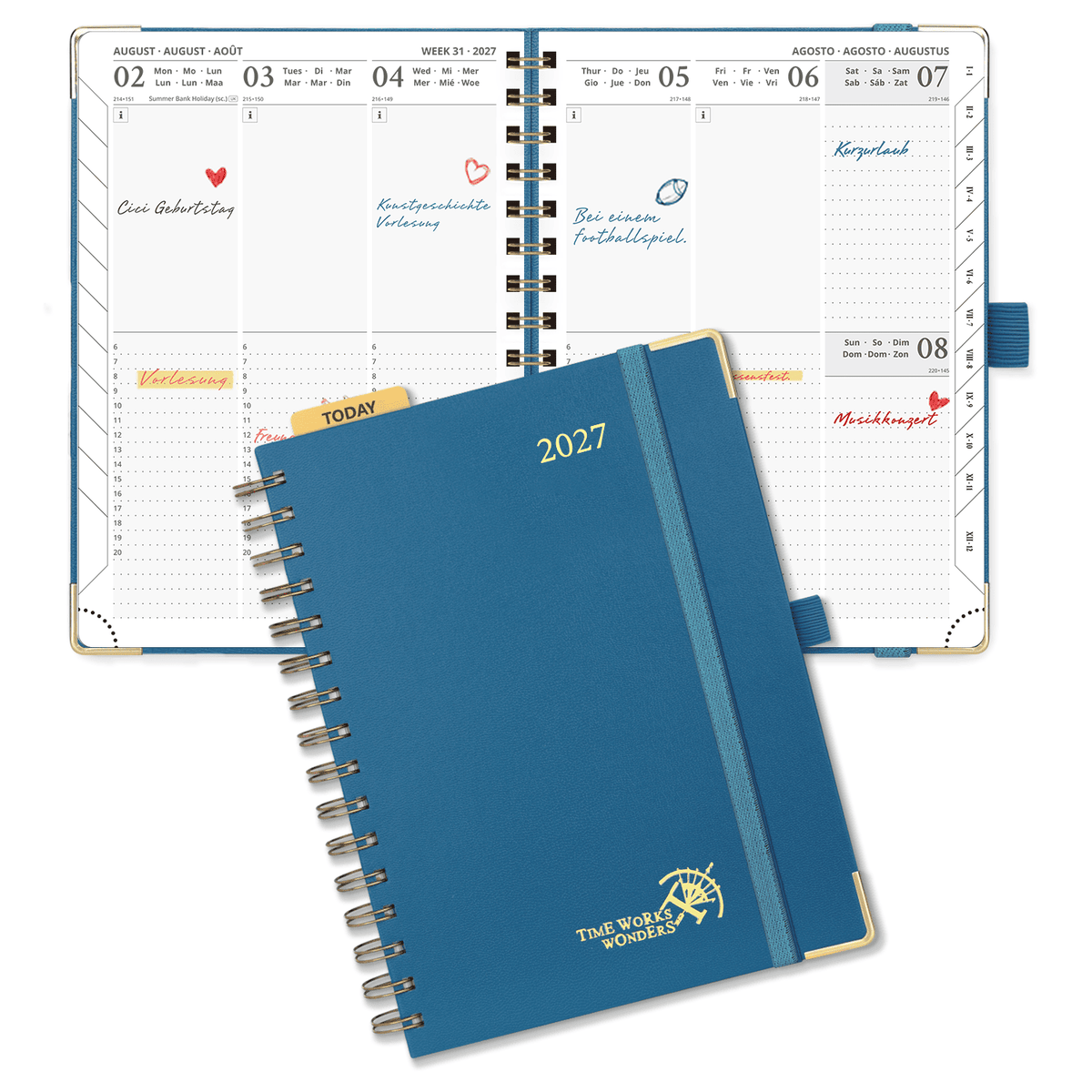 DE A5 Size 2027 Spiral Weekly Planner (January–December) Hardcover