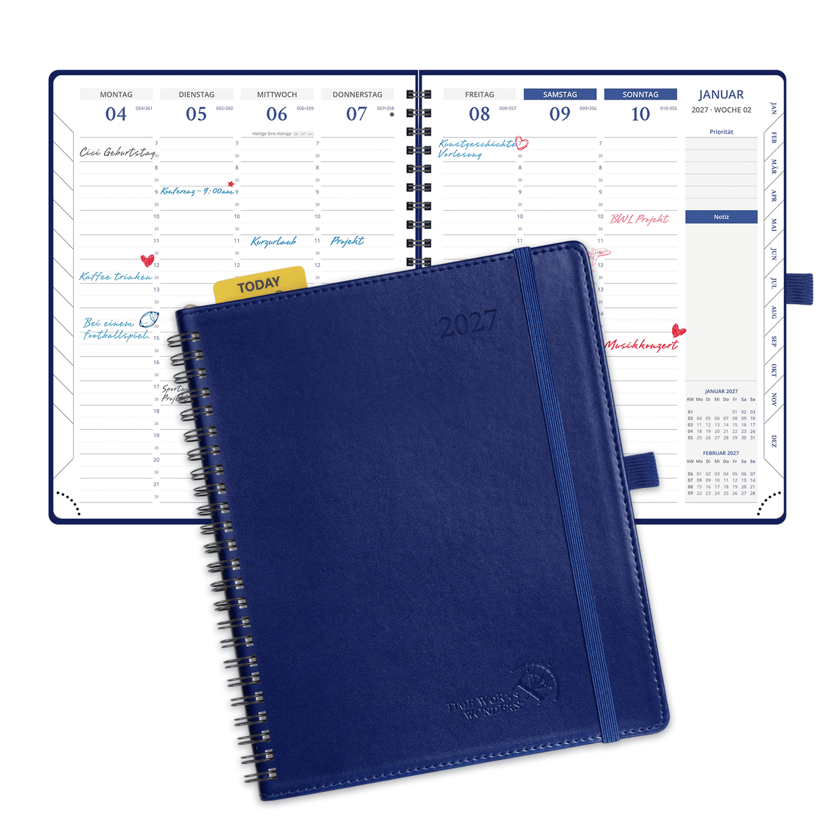 DE A5 Size 30-minute 2027 Spiral Weekly Planner PU Leather Softcover Appointment Book